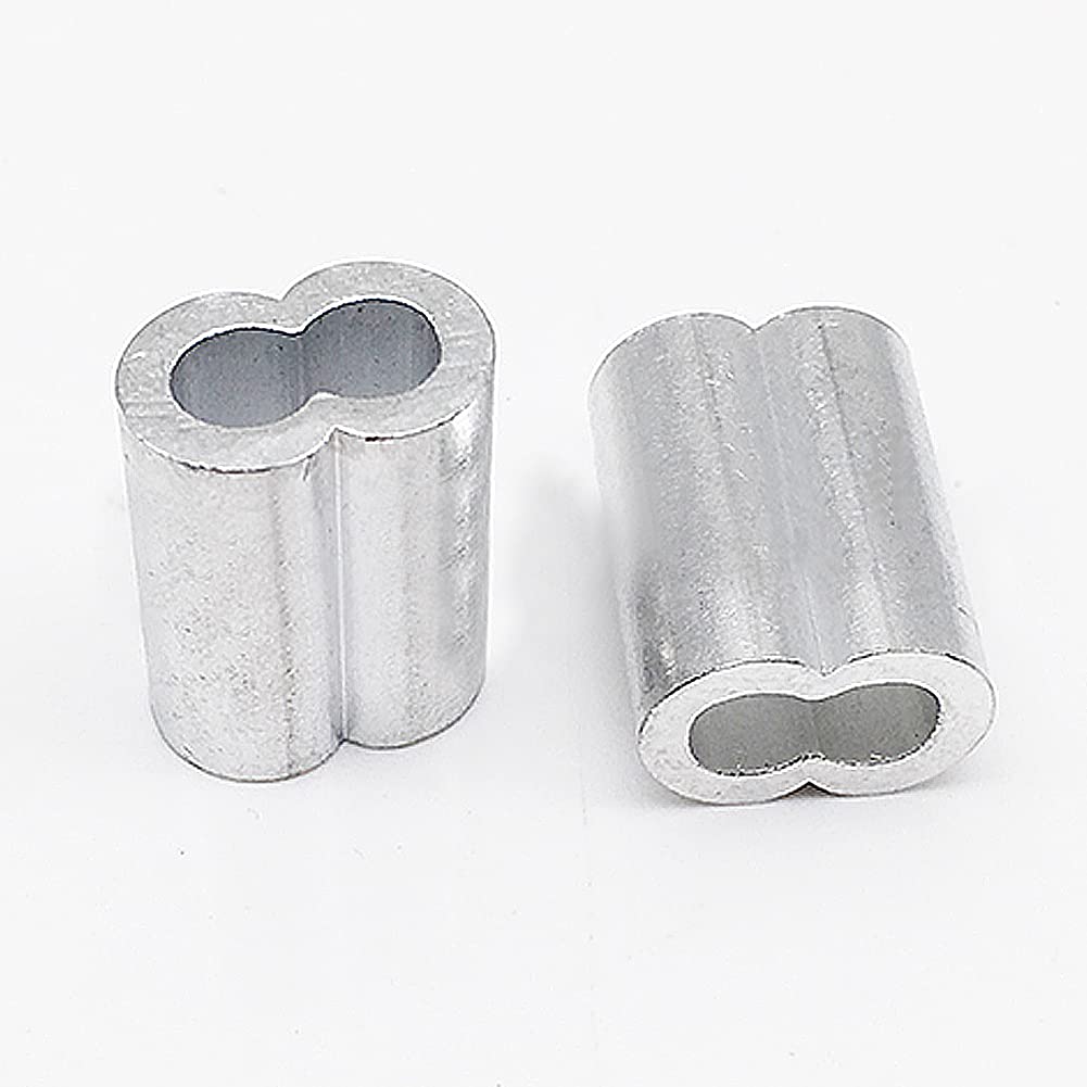 Aluminum Crimp Loop Rope Clamps - 1-100pcs Wire Rope Sleeves for Outdoor & Marine Use