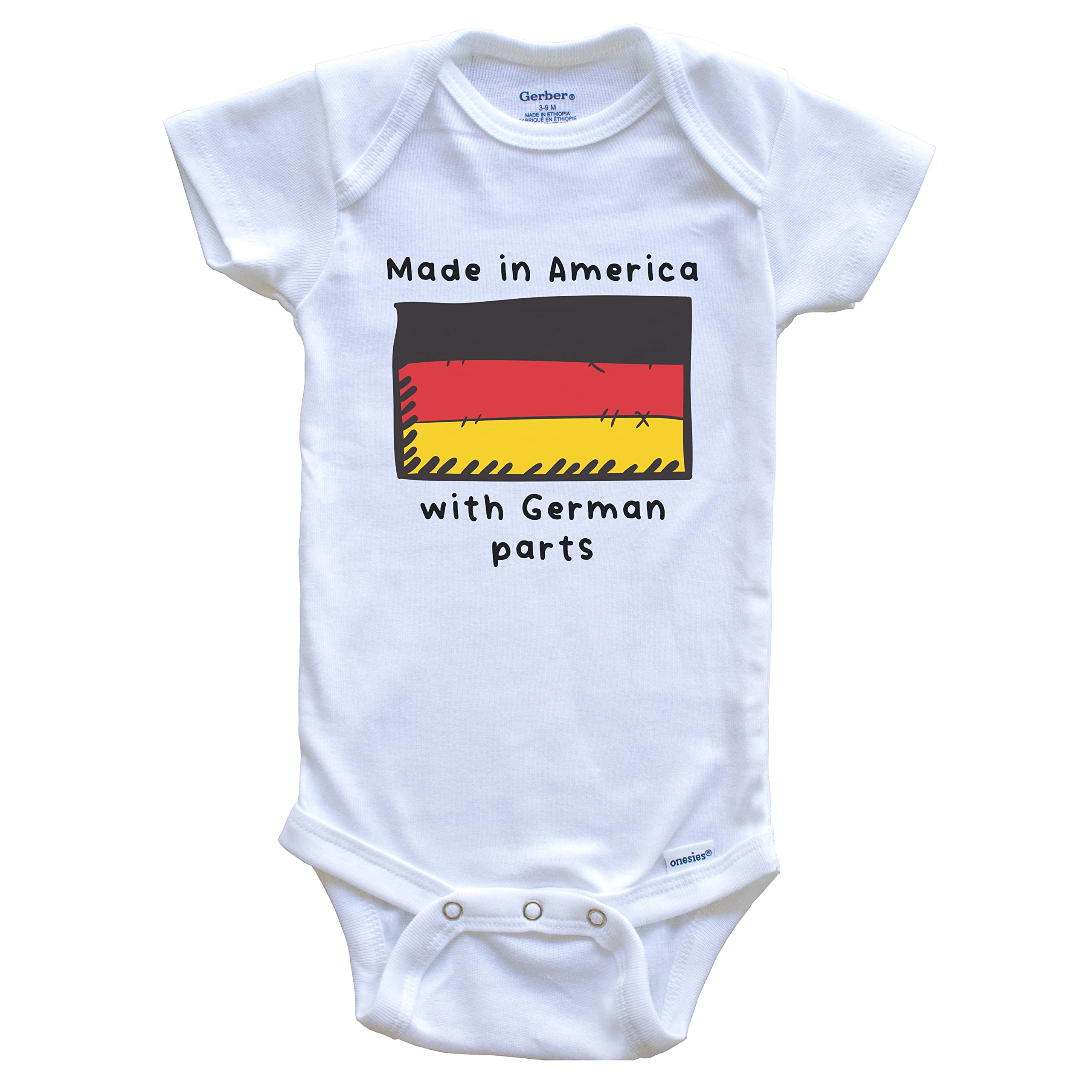 German Flag One-Piece Baby Bodysuit - Made in USA with Premium German Materials | Perfect for 4th of July, Oktoberfest & Patriotic Family Photos