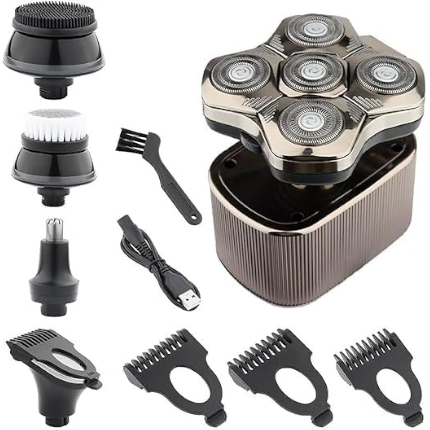 Best 5-in-1 Electric Shaver for Men - Rechargeable Wet/Dry Waterproof Beard & Hair Trimmer with 5D Floating Blade - Perfect for Travel, Gym & Daily Grooming