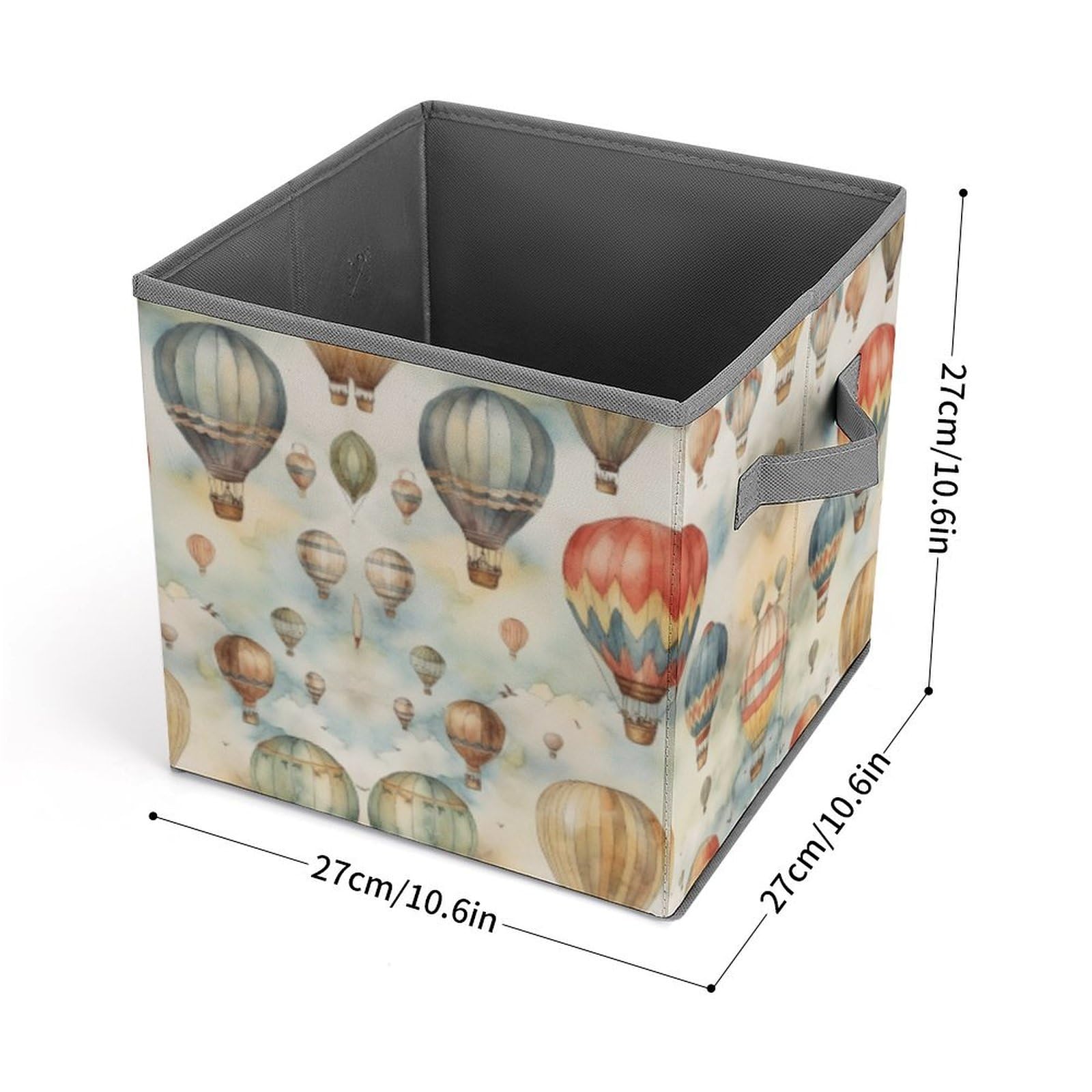 Foldable Watercolor Hot Air Balloon Storage Cubes with Handles - Closet Organizer Bins for Clothes, Shelves & Cabinets | Perfect for Bedroom, Nursery & Travel Organization