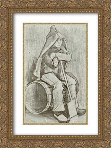 Vincent van Gogh Museum Art Print - Boy With Spade 18x24 Inch Gold Ornate Frame with Double Matting - Perfect for Home Decor, Office Wall Art & Gift Giving