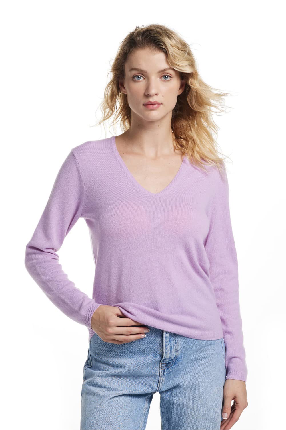 EURKEA 100% Cashmere V-Neck Sweater for Women - Soft Long Sleeve Pullover Winter Top | Perfect for Office Wear, Date Nights & Holiday Outfits