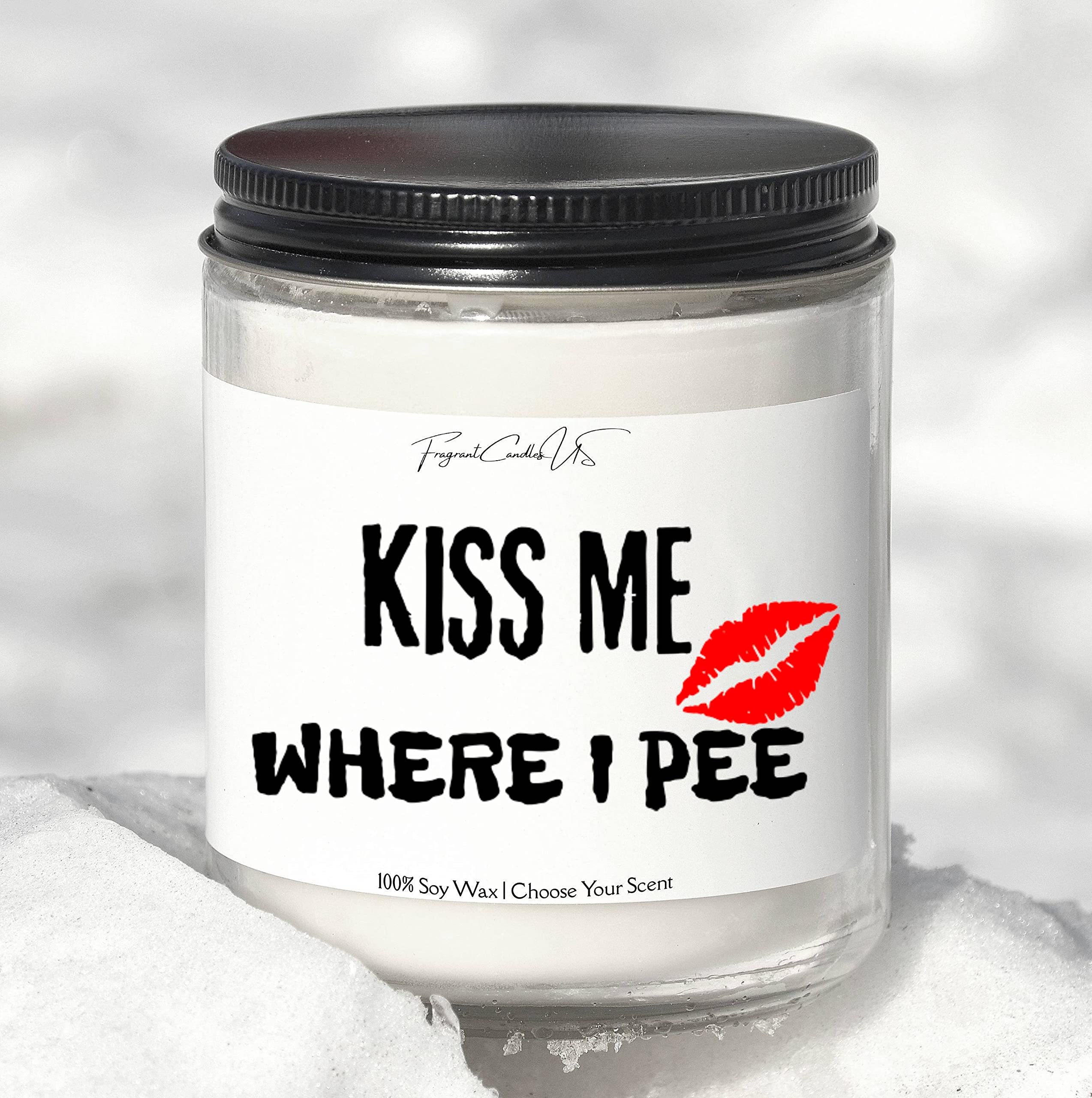 Novelty Gifts for Men - Kiss Me Where I Peek Coconut Lime Verbena Scented Candle - Funny Birthday Gift for Husband - Romantic Home Decor & Intimate Mood Lighting for Couples