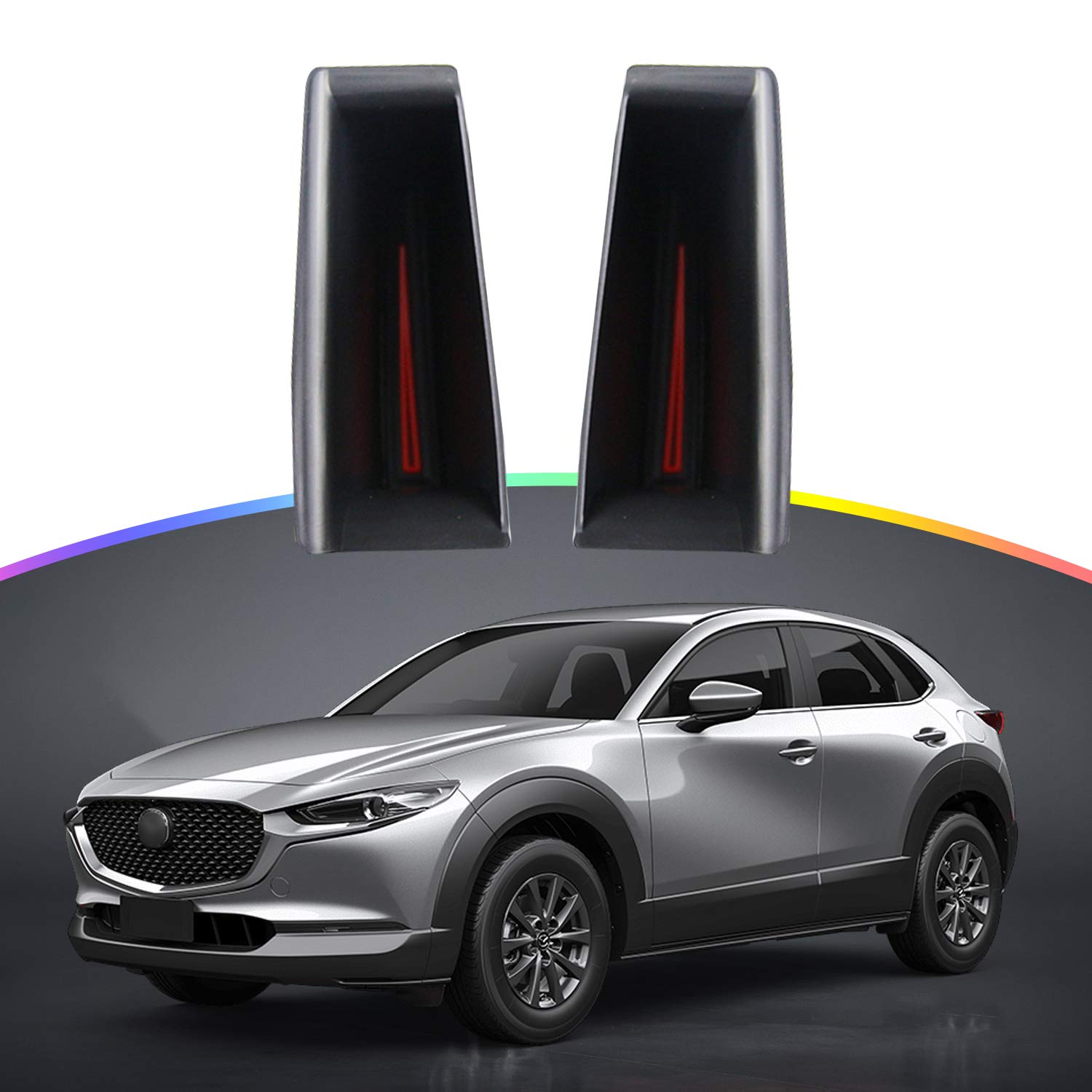 2PCS ABS Car Door Handle Organizer Tray for 2019-2025 Mazda 3 & 2020-2025 CX-30 | Rear Door Storage Box Accessory | Perfect for Gloves, Keys & Small Items | Durable Side Compartment Insert