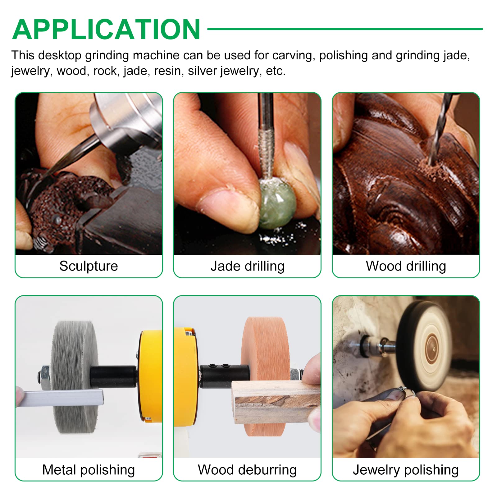 YUCHENGTECH Mini Bench Buffer Polisher - 110V Jewelry Polishing Machine for Wood, Jade, Metal & DIY Projects - Compact Electric Lathe Buffing Tool for Home Workshops & Jewelry Making