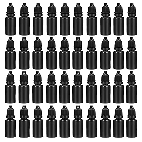 50pcs 10ml Refillable Dropper Bottles with Caps - Essential Oil Droppers, Eye Liquid Containers, Cosmetic Sample Bottles for DIY Perfume, Travel & Home Use (Black)