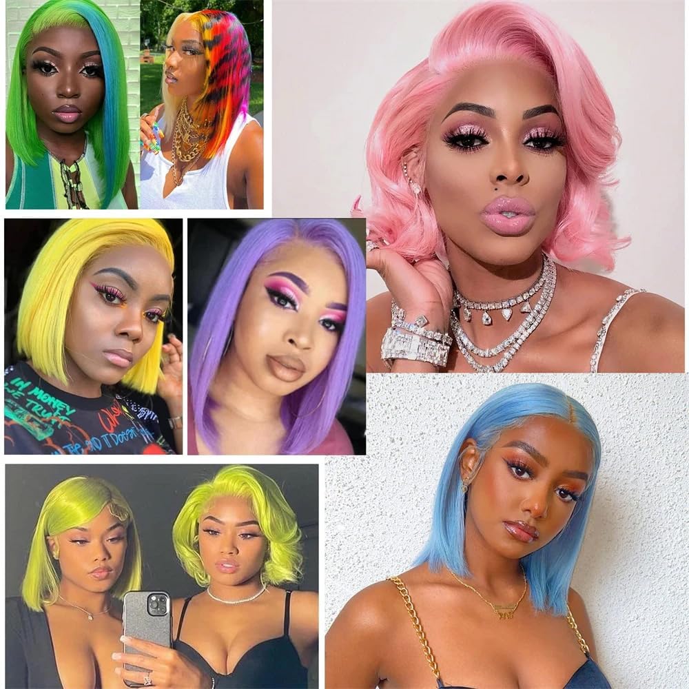 613 Blonde Bob Wig Human Hair 13x4 HD Lace Front Wig 200% Density - Pre Plucked with Baby Hair, Glueless Short Straight Bob Wigs for Women (12 Inch) - Perfect for Cosplay, Daily Wear & Special Occasions