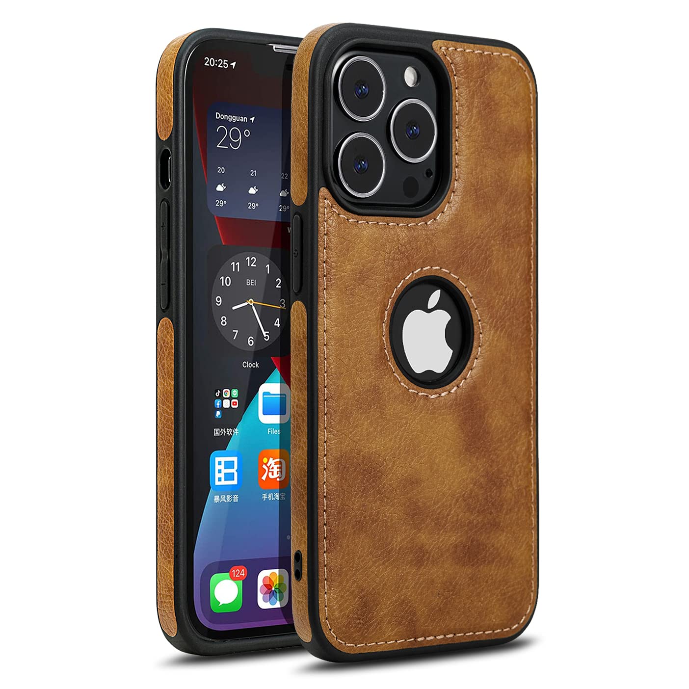 Premium Luxury Leather Phone Case for iPhone 13 Pro Max - Ultra Slim Full Body Protection with Non-Slip Grip (6.7 Inch, Brown) | Perfect for Business Professionals & Everyday Elegance