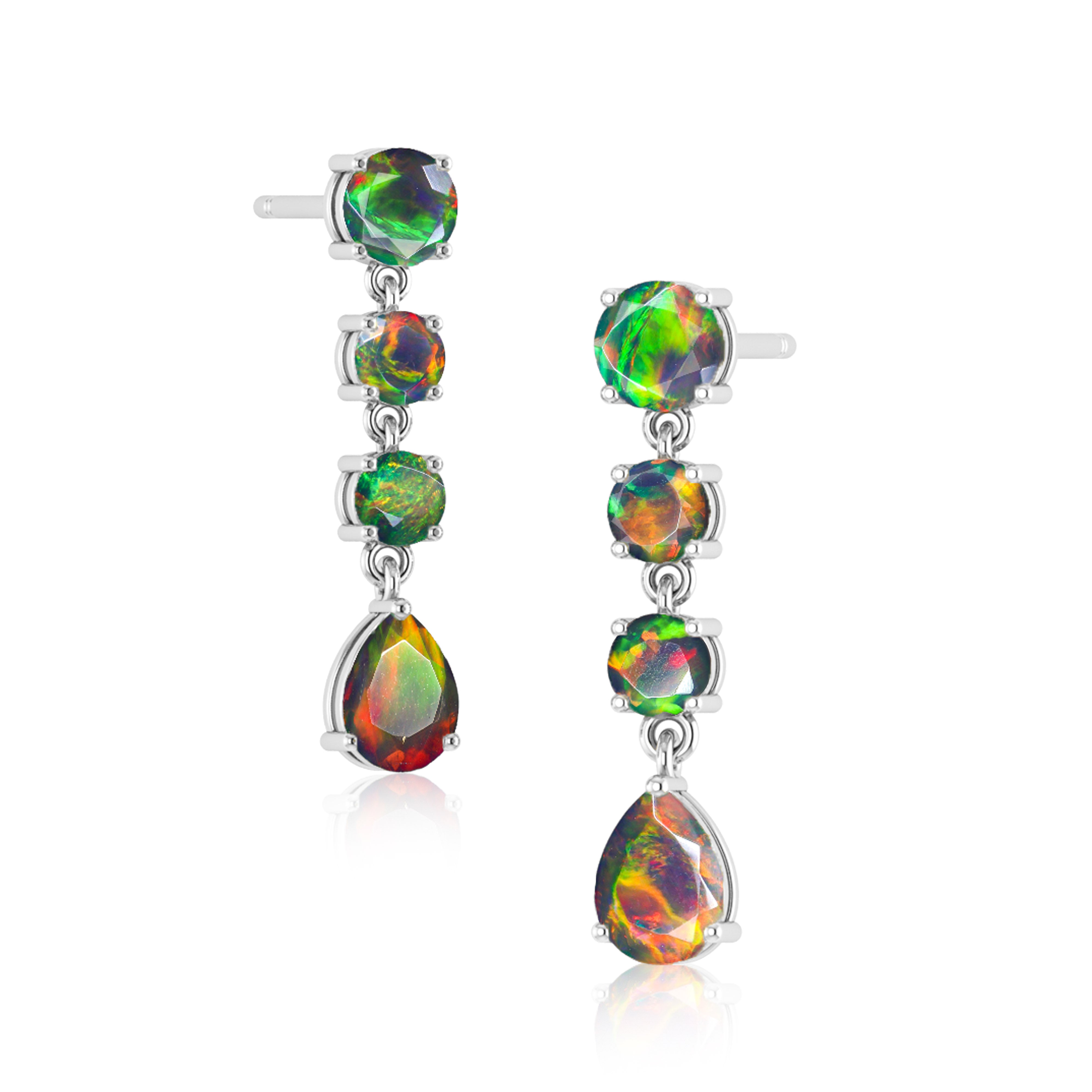 Black Fire Opal Stud Earrings for Women - 14K Gold Plated Dainty Gemstone Jewelry - Perfect for Parties, Weddings & Everyday Wear
