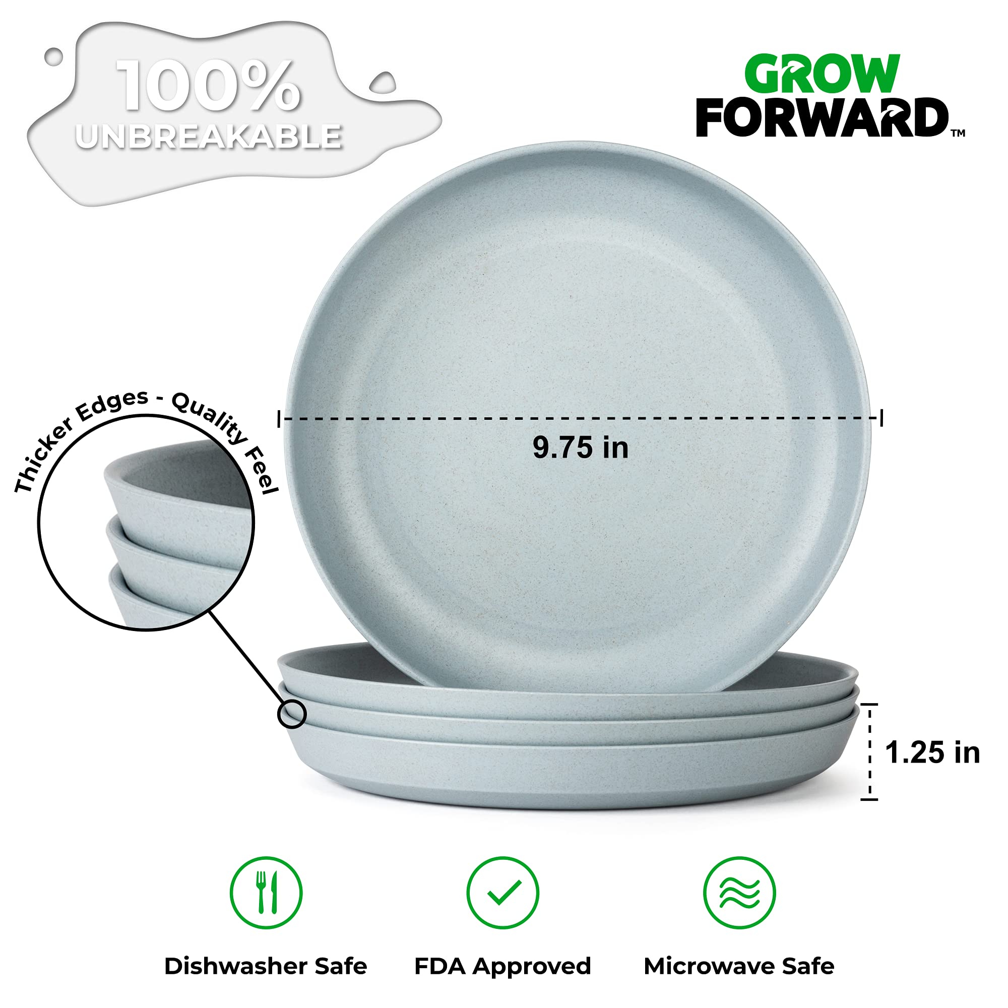 Premium Wheat Straw Plates & Bowls Set - 8pc Unbreakable Microwave Safe Dinnerware for Camping, RV, Picnics