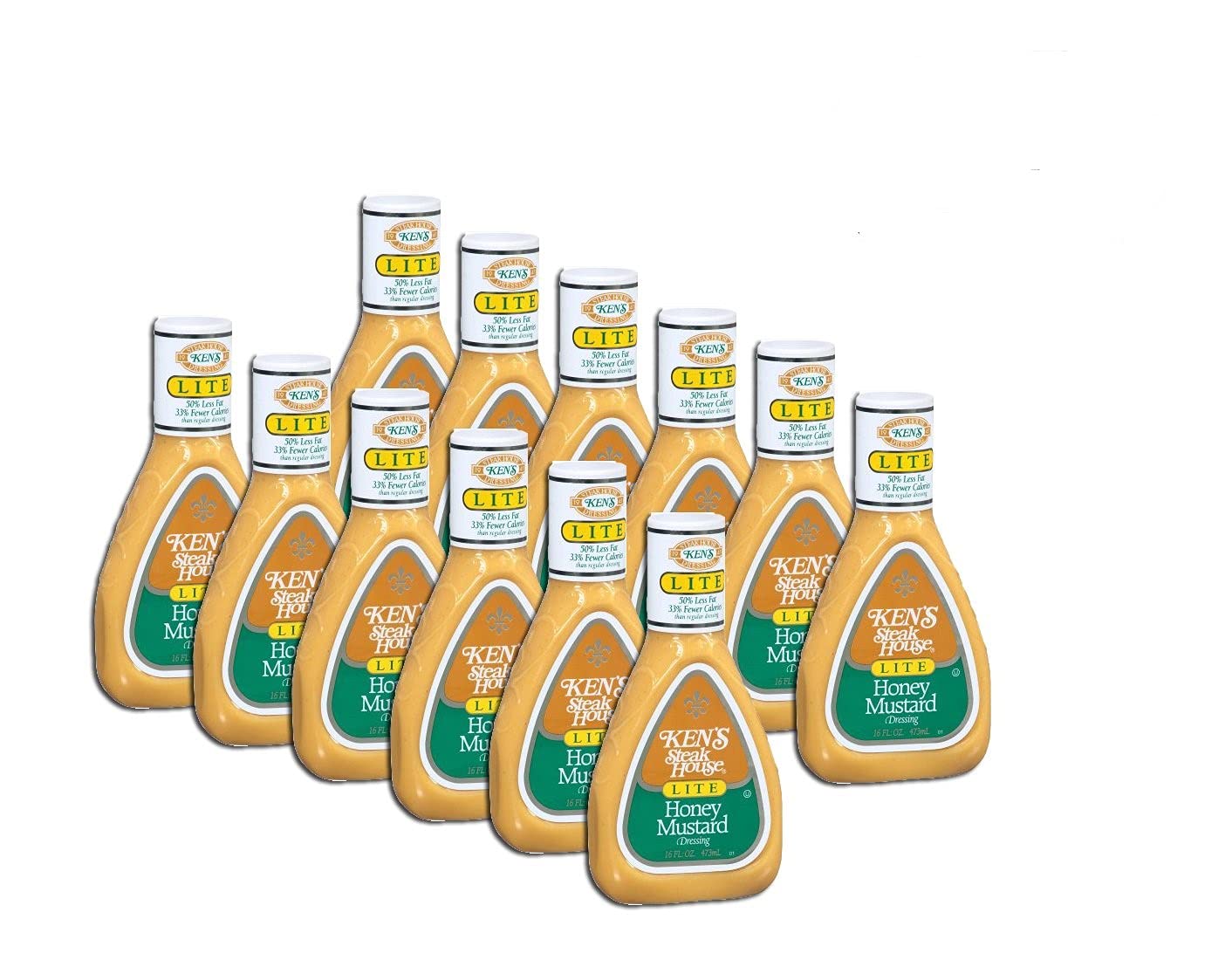 Ken's Steak House Lite Honey Mustard Dressing - Pack of 12 (16 fl oz Bottles) | Low Calorie Salad Dressing for Healthy Meals, Sandwiches & Dipping Sauces