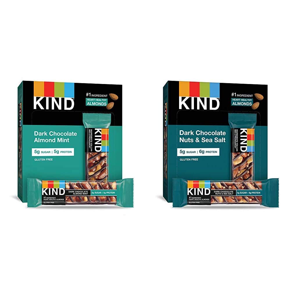 KIND Bars Variety Pack - Dark Chocolate Mint & Dark Chocolate Nuts & Sea Salt | Healthy Gluten Free Snacks | Low Sugar Protein Bars (12 Count) | Perfect for Office, Gym & On-the-Go Nutrition