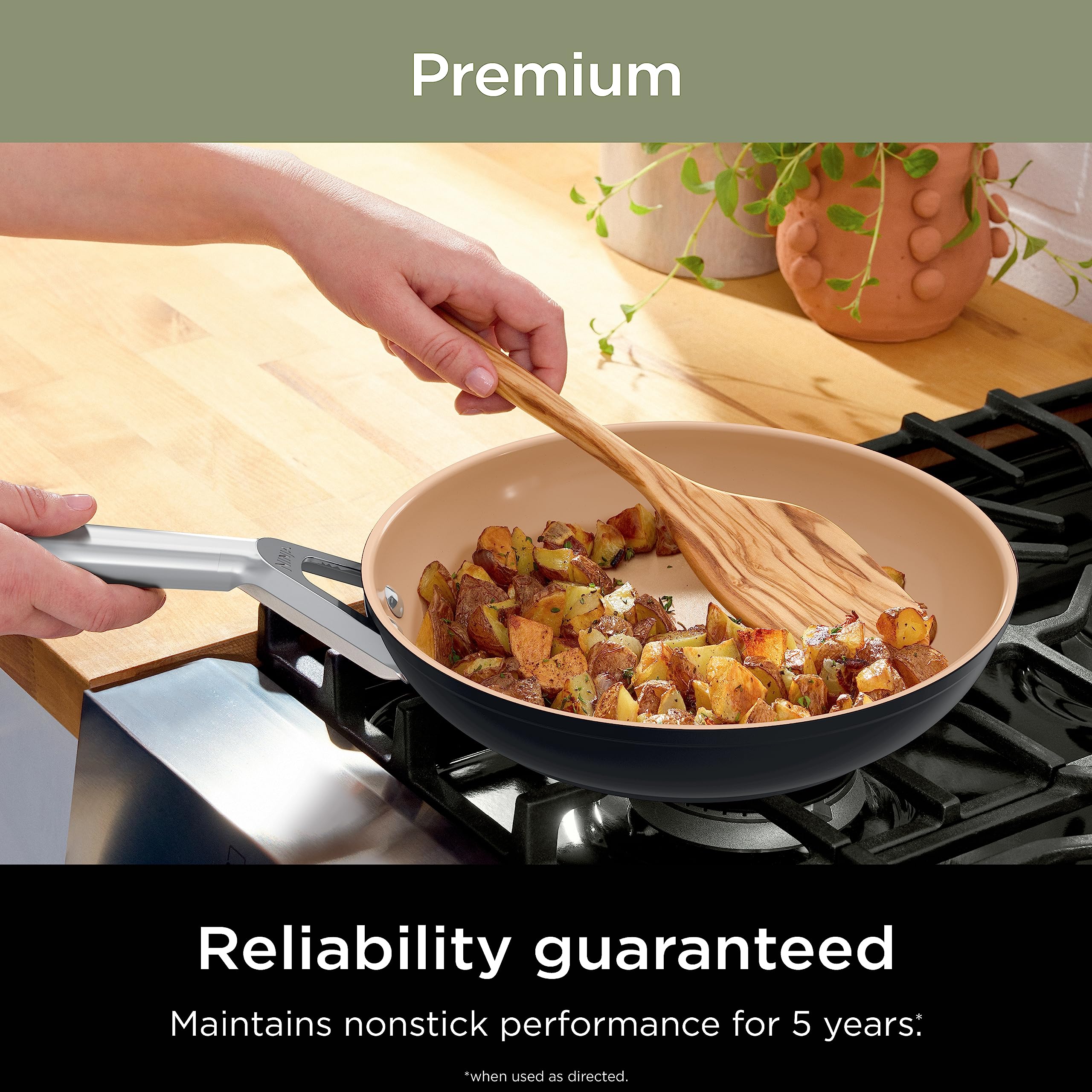 Ninja Pots and Pans Set - 9-Piece Nonstick Ceramic Cookware Set | PTFE & PFOA Free | Oven Safe to 550°F | Induction Compatible | 3 Frying Pans & 3 Cooking Pots | Extended Durability | Perfect for Home Cooking, Meal Prep & Professional Chefs | CW99009