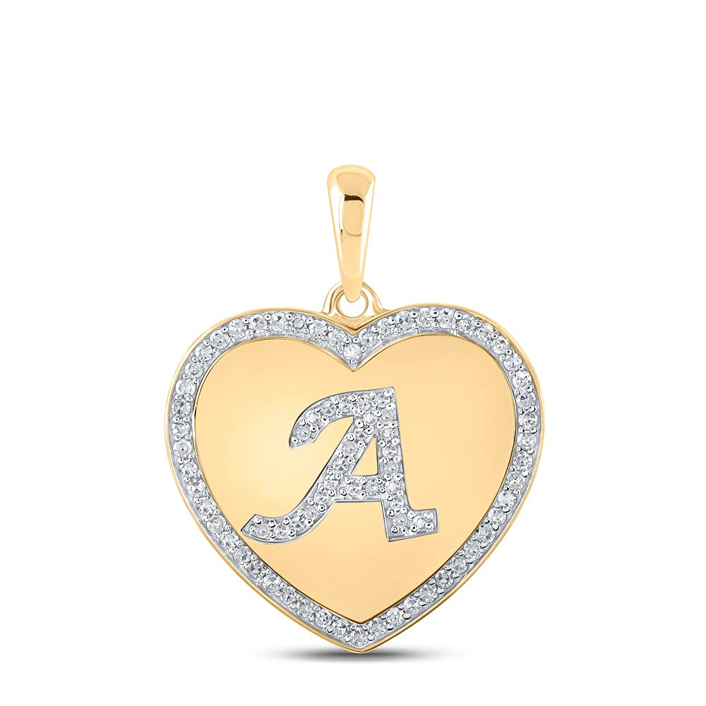 10Kt Yellow Gold Women's Round Diamond Heart Pendant Necklace - 1/4 CTTW, Valentine's Gift, Anniversary Jewelry for Her, Perfect for Romantic Occasions & Special Moments