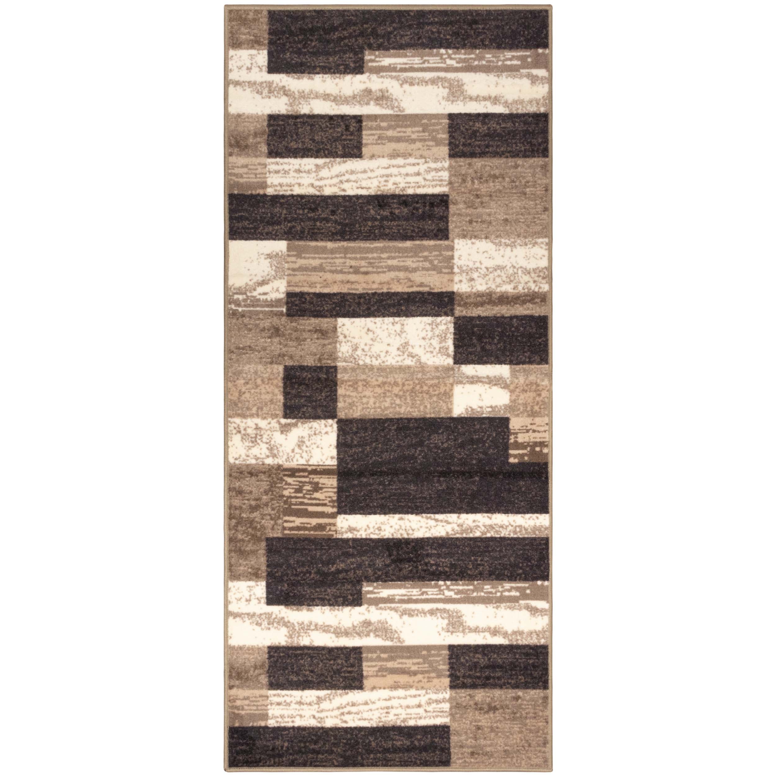 Stylish Rockwood Contemporary Geometric Patchwork Area Rug - Non-Slip Indoor Runner for Living Room, Bedroom & Office Decor
