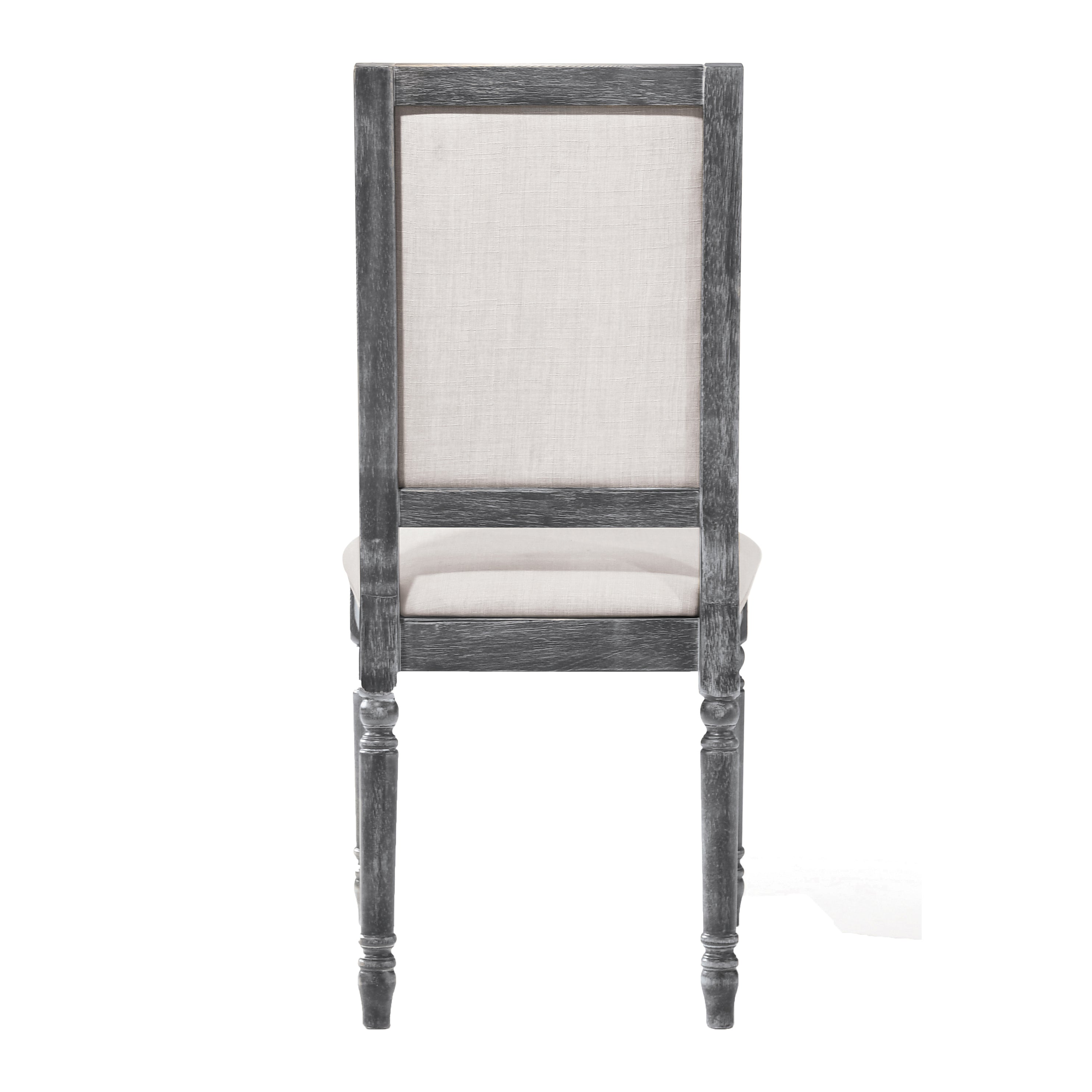 Set of 2 Cream & Weathered Grey Open Back Side Chairs - Modern Farmhouse Dining Chairs for Kitchen, Dining Room, or Breakfast Nook
