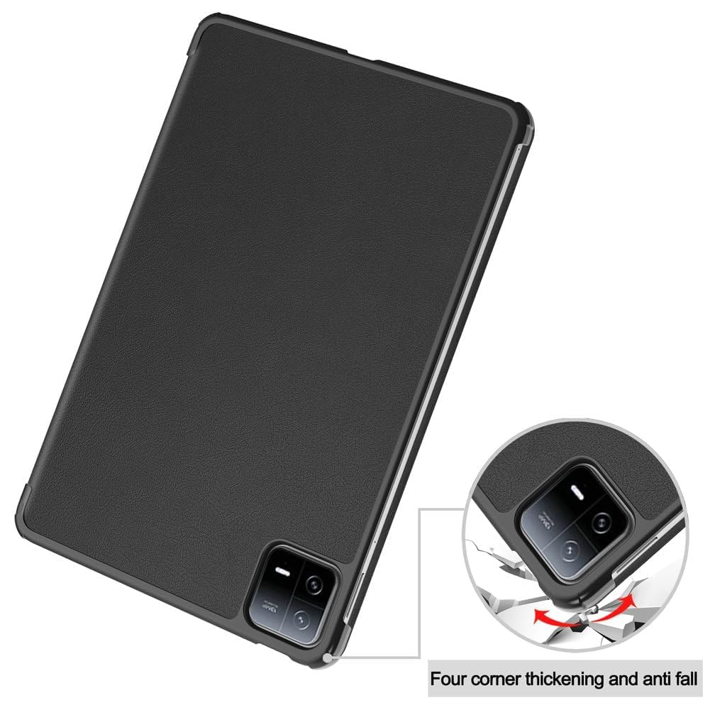 Premium Ultra-Thin PU Leather Hard Shell Case for Xiaomi Pad 6/Pad 6 Pro - Slim Protective Cover with Auto Sleep/Wake | Perfect for Work, Travel & Home Use - Black