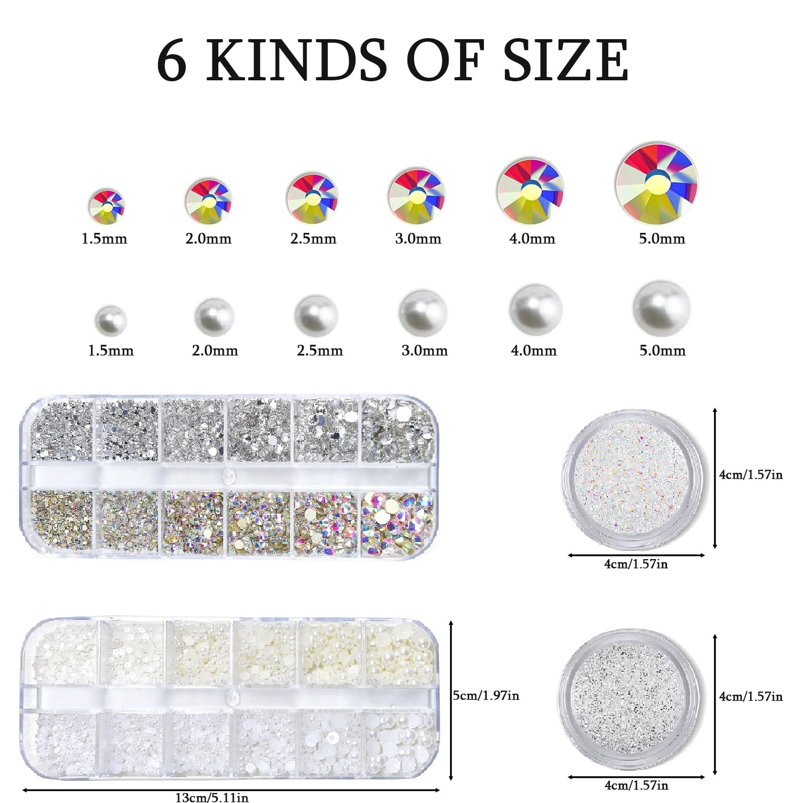 4 Boxes Flatback Rhinestones & Pearls Nail Art Charms - Half Round Design Nail Gems for Acrylic Nails, DIY Nail Decor, Manicure & Pedicure - Perfect for Wedding, Party, Salon & Home Nail Art Designs