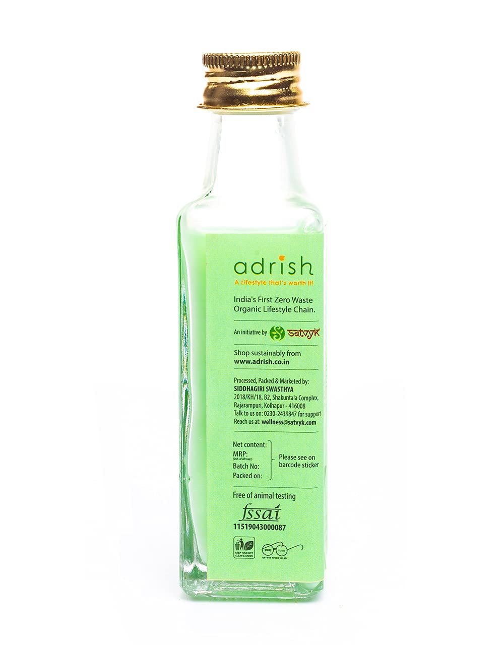 Adrish Zerowaste Natural Aloe Vera Shampoo - 100ml | Sulfate-Free & Organic Hair Care for Dry Scalp & Damaged Hair | Perfect for Daily Use & Eco-Friendly Bathroom Routine