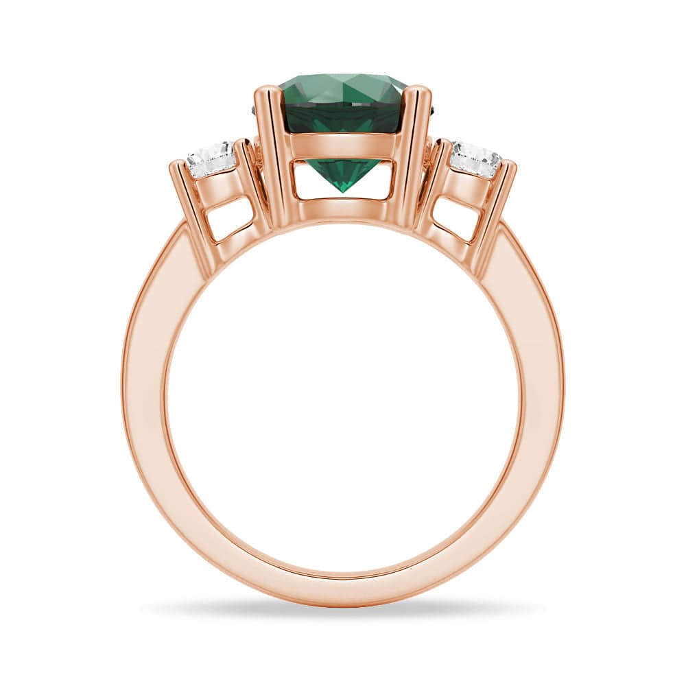 1.5 CT Classic Three Stone Emerald & White Sapphire Ring for Women - Elegant Wedding, Engagement, Anniversary Jewelry Gift
