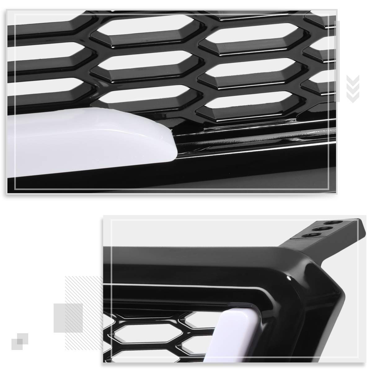 Honeycomb Mesh Front Bumper Grille with LED Lights for 2004-2008 Ford F150 - Black | Upgrade Your Truck's Style & Protection for Off-Road & Daily Driving