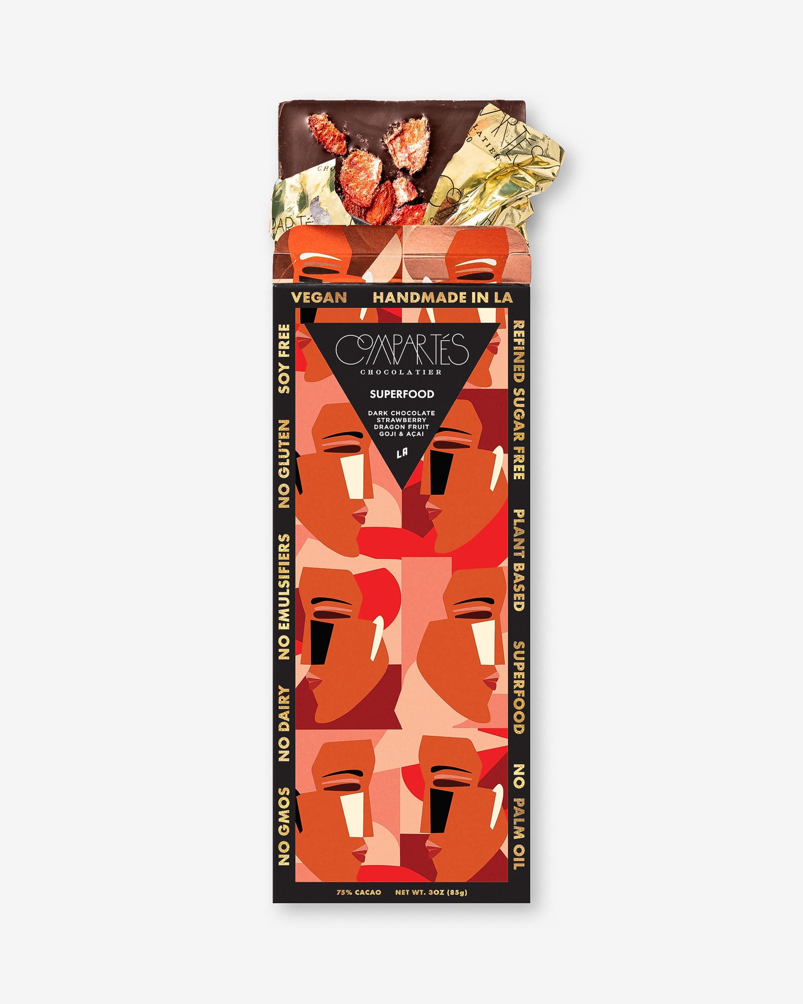 Organic Vegan Strawberry Goji Acai Dark Chocolate Bar - Antioxidant Rich Superfood Snack for Energy Boost & Healthy Lifestyle - Perfect for Hiking, Yoga & Office Breaks
