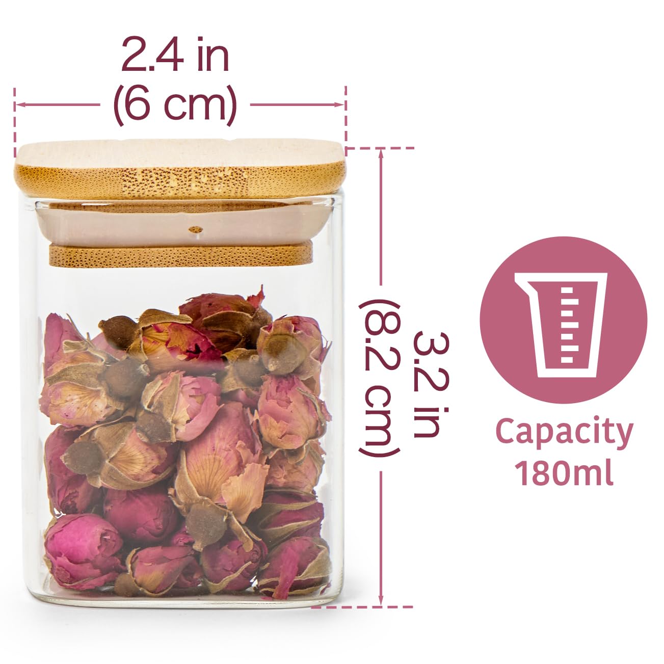 EZOWare 12-Pack 6oz Square Glass Jars with Bamboo Lids & Chalkboard Labels - Airtight Food Storage Containers for Spices, Coffee, Tea | Perfect for Kitchen Organization, Bathroom Essentials & Party Favors | Home Decor & DIY Gift Ideas