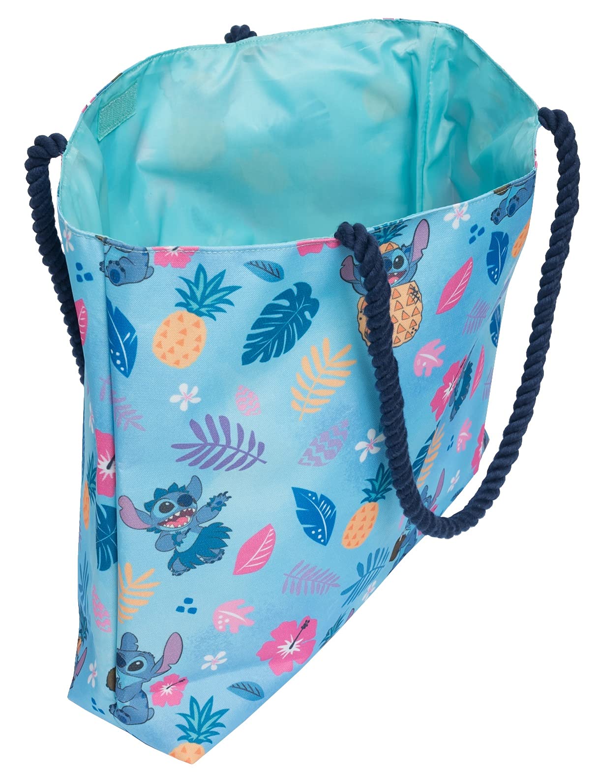 Disney Lilo & Stitch Tote Bag - Large Blue Hawaiian Print Water-Resistant Canvas Purse for Women | Perfect for Beach Vacations, Work, Travel & Daily Use