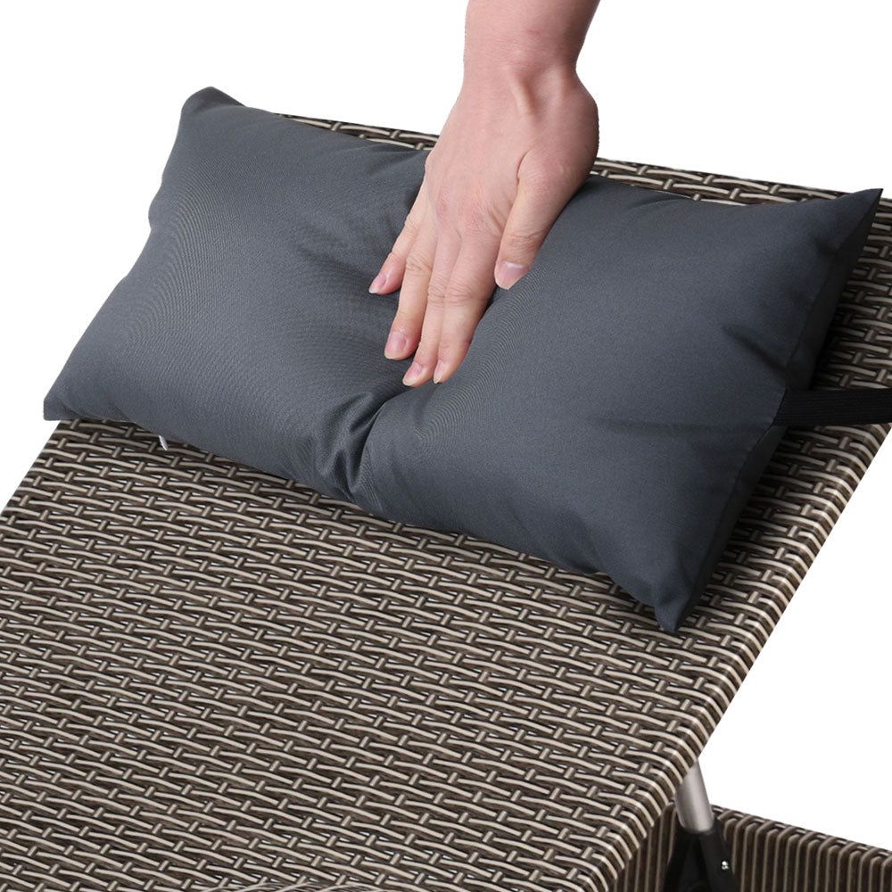 Gardeon 2-Piece Outdoor Wicker Sun Lounge Set - Rattan Daybed for Patio, Garden, Poolside - Grey (Perfect for Relaxing & Sunbathing)