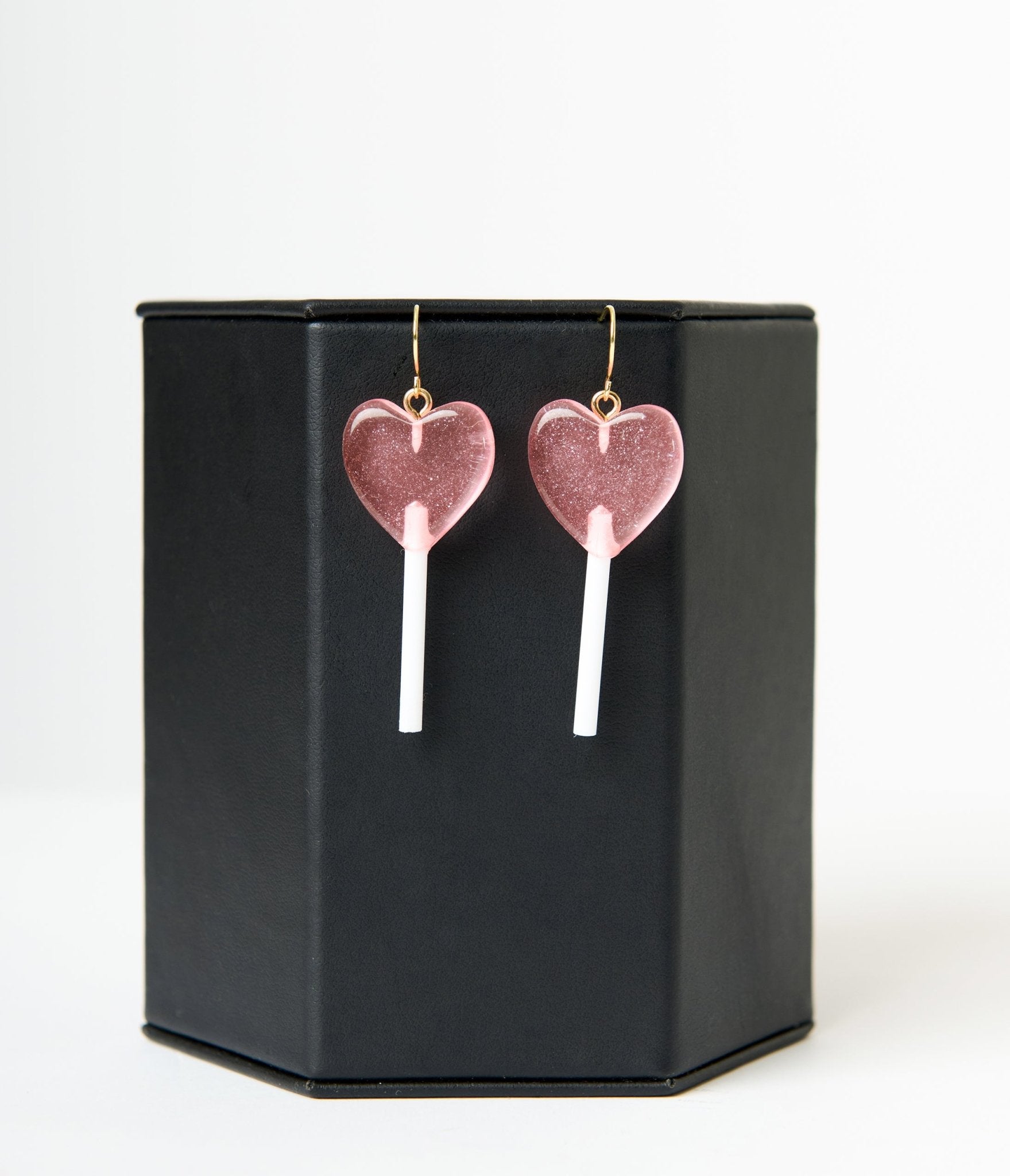Sparkling Pink Heart Lollipop Dangle Earrings for Women - Valentine's Day Gift, Party Accessories, Sweet 16 Birthday, Prom Jewelry (Fashion Statement for Date Night & Girls Night Out)