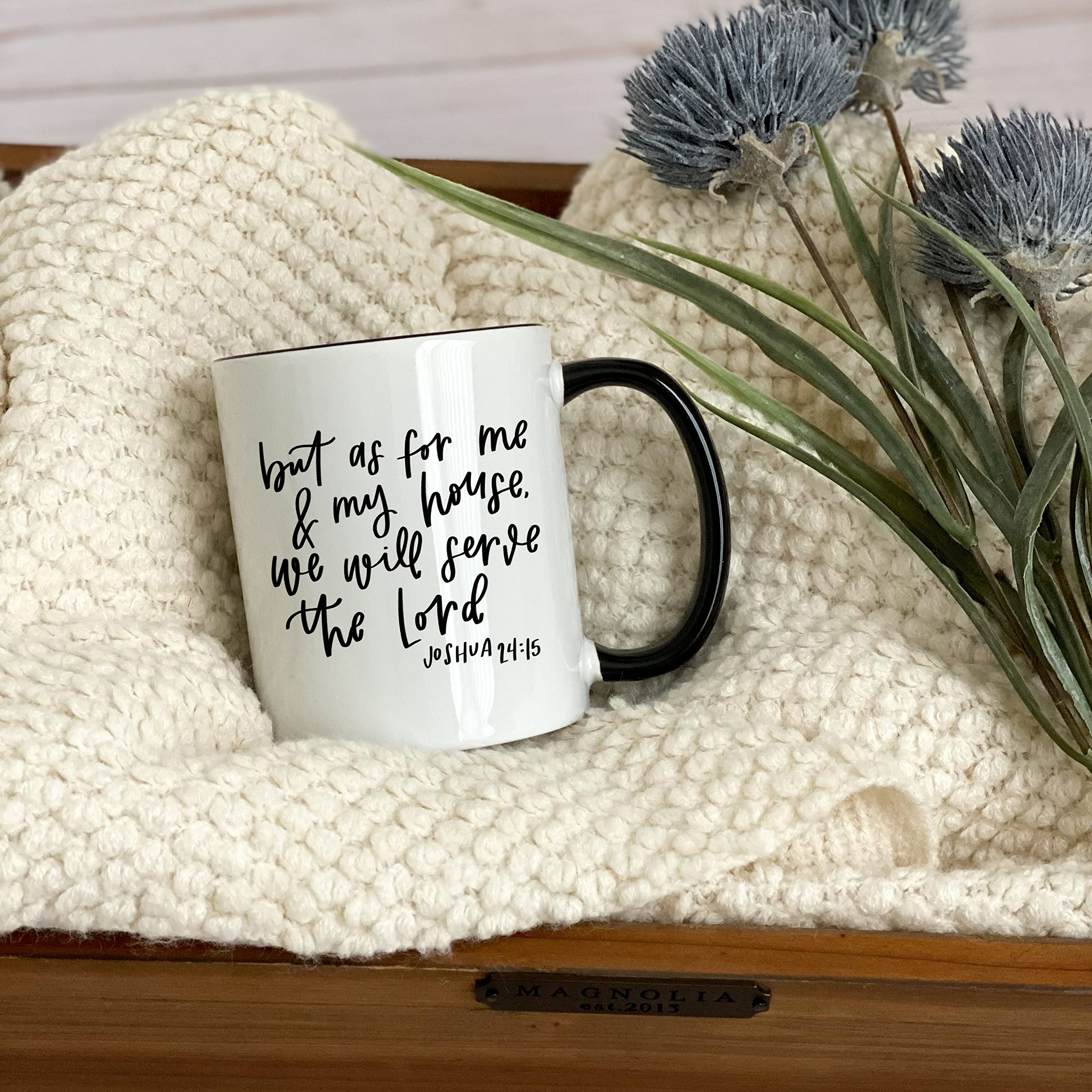 Christian Coffee Mug with Bible Verse - Joshua 24:15 (11oz, White) for Faithful Morning Brews