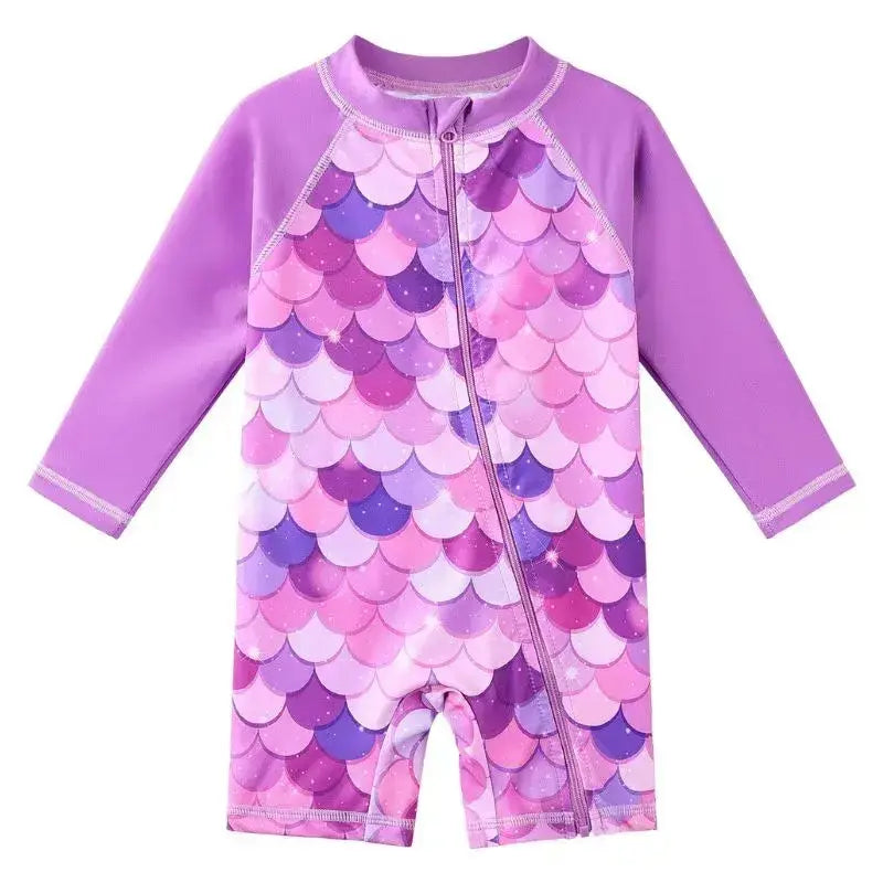 Long Sleeve Girls Swimsuit UPF 50+ Sun Protection - Swimcore Kids Swimwear for 0-6 Years | Perfect for Beach, Pool & Summer Water Activities