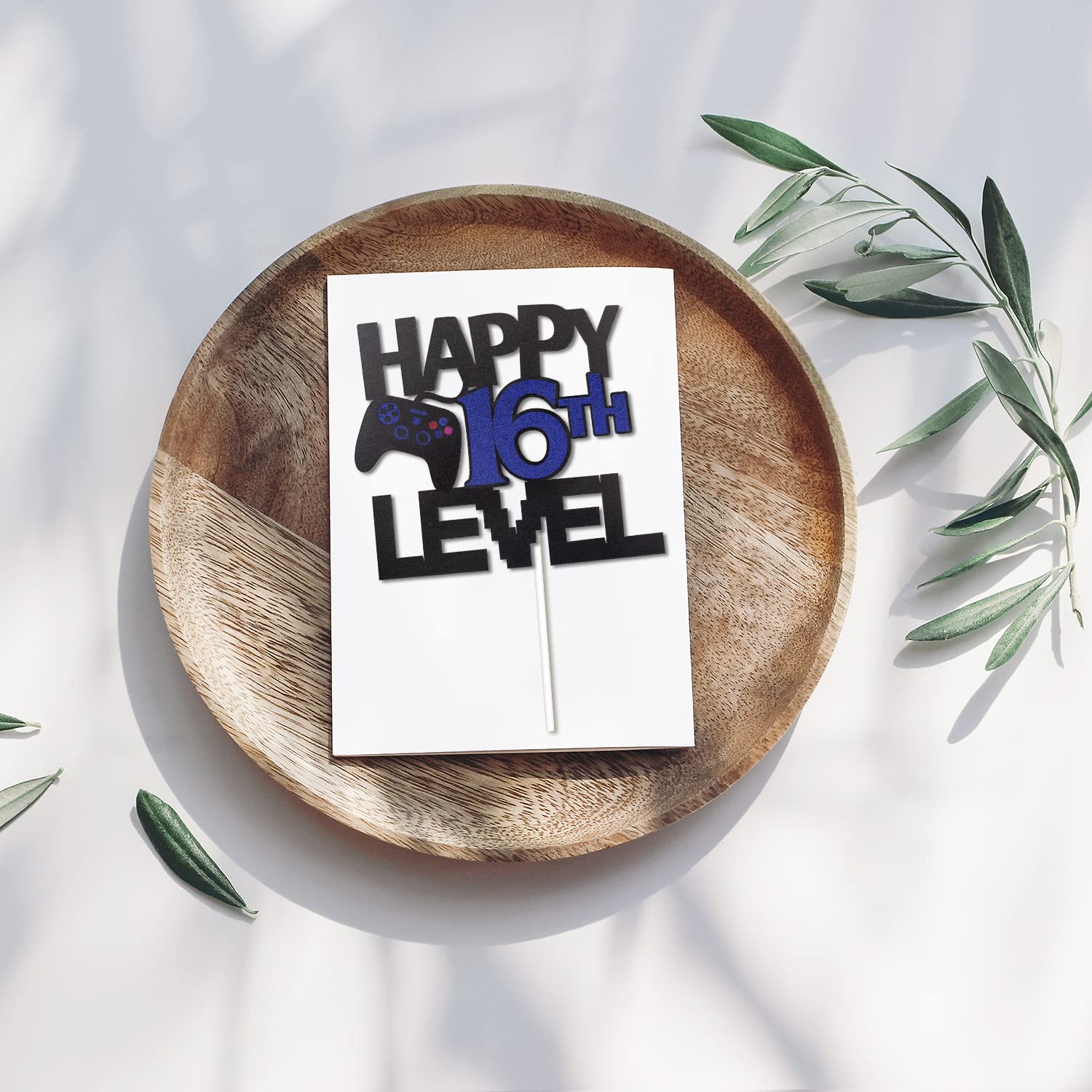 Happy 16th Birthday Video Game Cake Topper - Glitter Gamer Level 16 Unlocked Party Decoration - Perfect for Gaming Themed Birthday Cakes & Celebration Decor