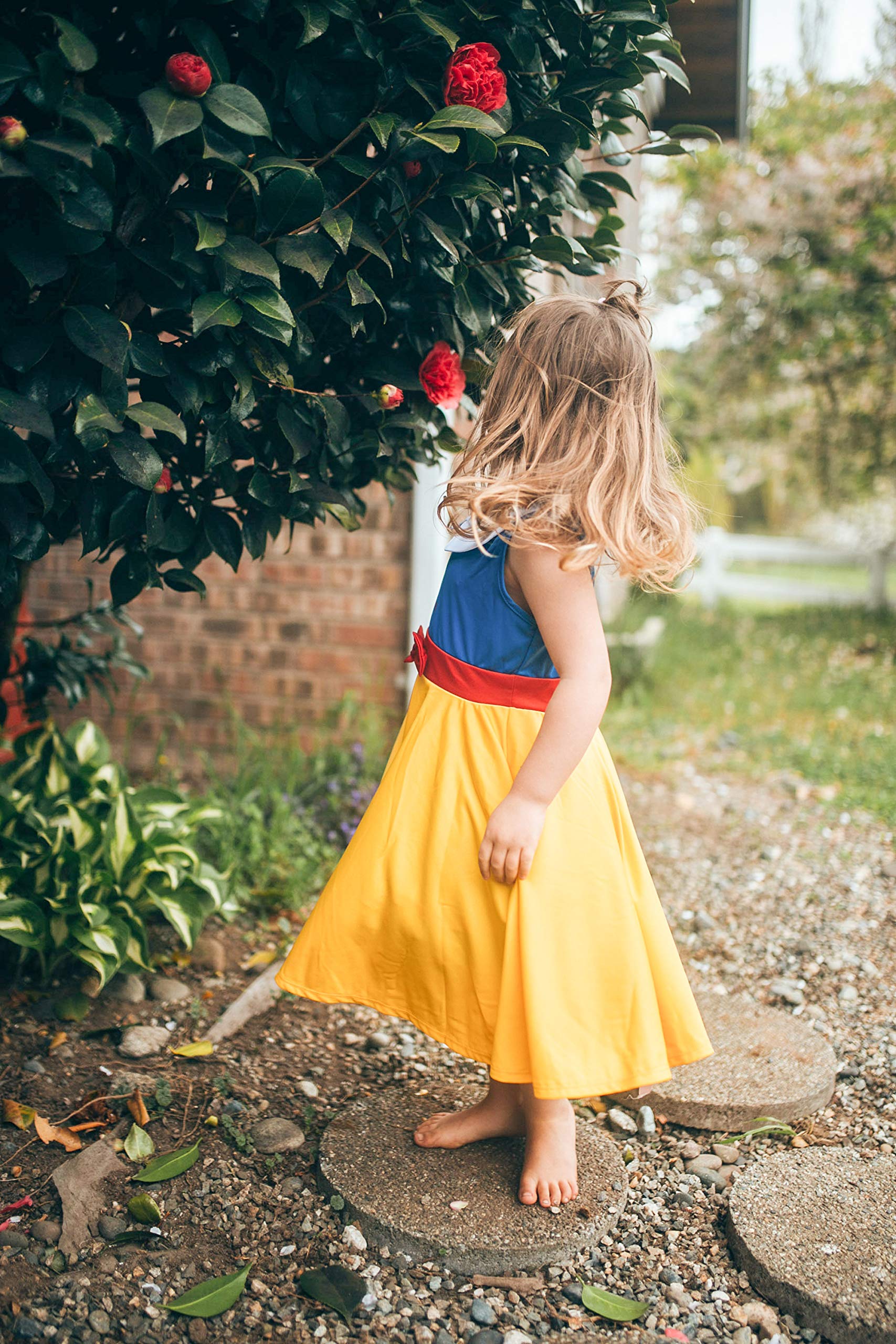 Snow White Princess Twirl Dress for Girls - Disney Inspired Costume for Birthday Parties, Halloween & Dress-Up Play