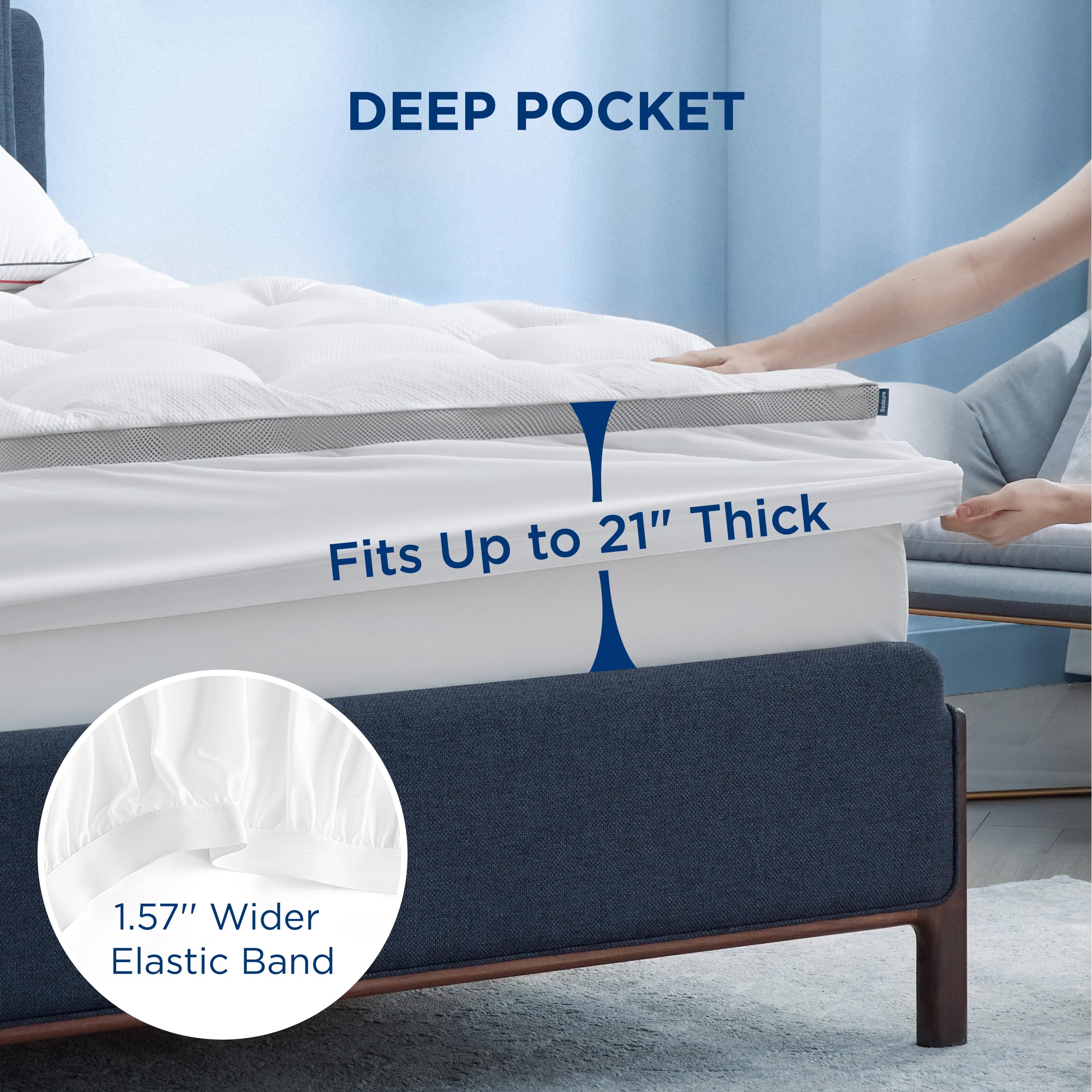 Bedsure Twin XL Mattress Topper - 800 GSM Thick Pillow Top Mattress Protector with Deep Pocket (8-21 Inches), Waterproof & Breathable Bed Pad for College Dorm, Guest Room & Home Bedroom - White - Perfect for Extra Comfort & Support While Sleeping