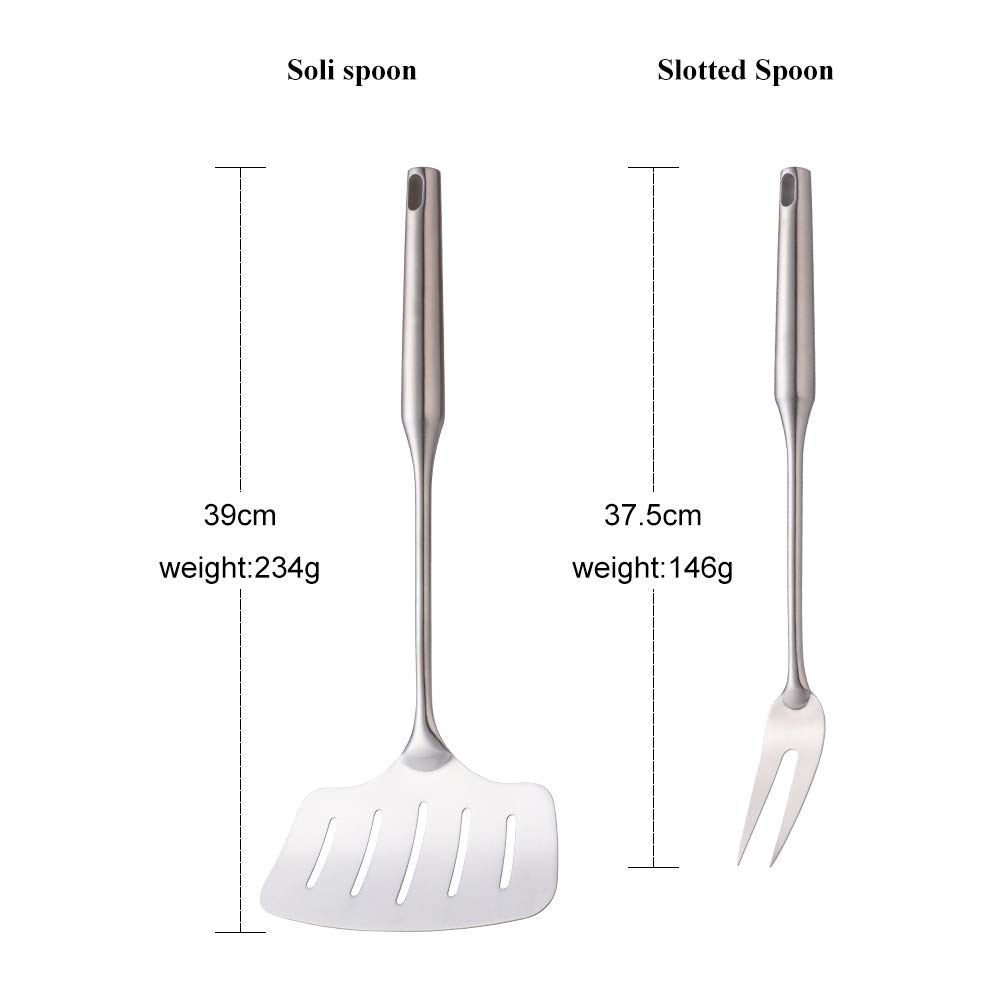 Premium Stainless Steel Fish Spatula & Serving Fork Set - 2-Piece BBQ Cooking Utensils with Long Heat-Resistant Handles - Perfect for Grilling, Flipping Fish, Serving Meats & Outdoor Cooking