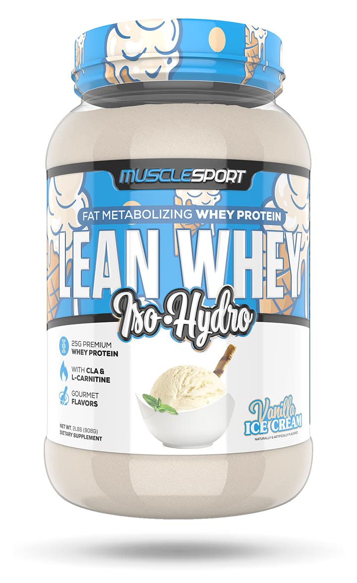 MuscleSport Lean Whey Revolution Protein Powder - Whey Protein Isolate with 25g Protein per Scoop | Low Calorie, Low Carb, Low Fat | Vanilla Flavor (2LB) - Perfect for Post-Workout Recovery & Muscle Building
