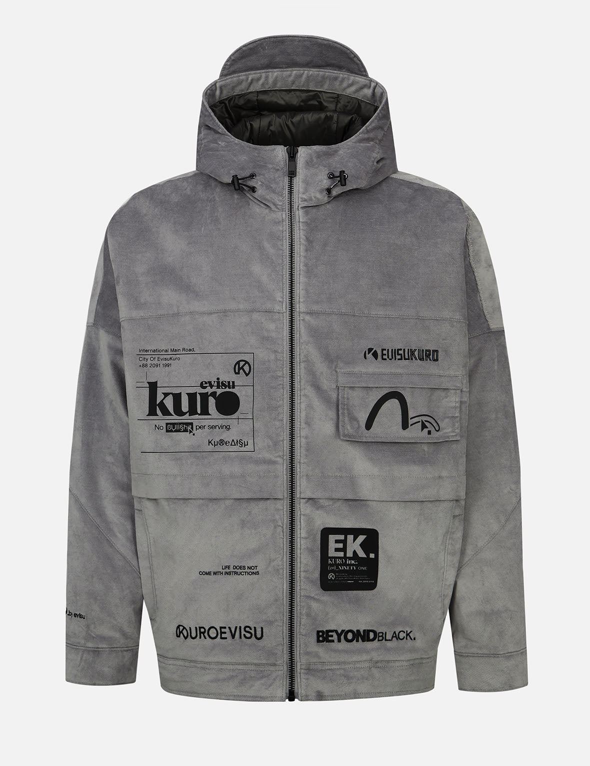 Kamon & Logo Patch Hooded Jacket - Stylish Streetwear Jacket for Men & Women | Perfect for Urban Fashion, Casual Outfits & Outdoor Activities