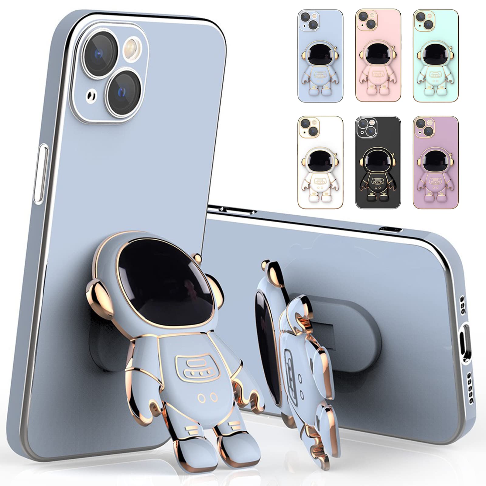 **Astronaut Themed 6D Plating Phone Case with Stand - Compatible with iPhone 11/12/13 Pro Max - Blue Protective Cover for iPhone 12 Pro Max - Perfect for Space Enthusiasts & Everyday Use**