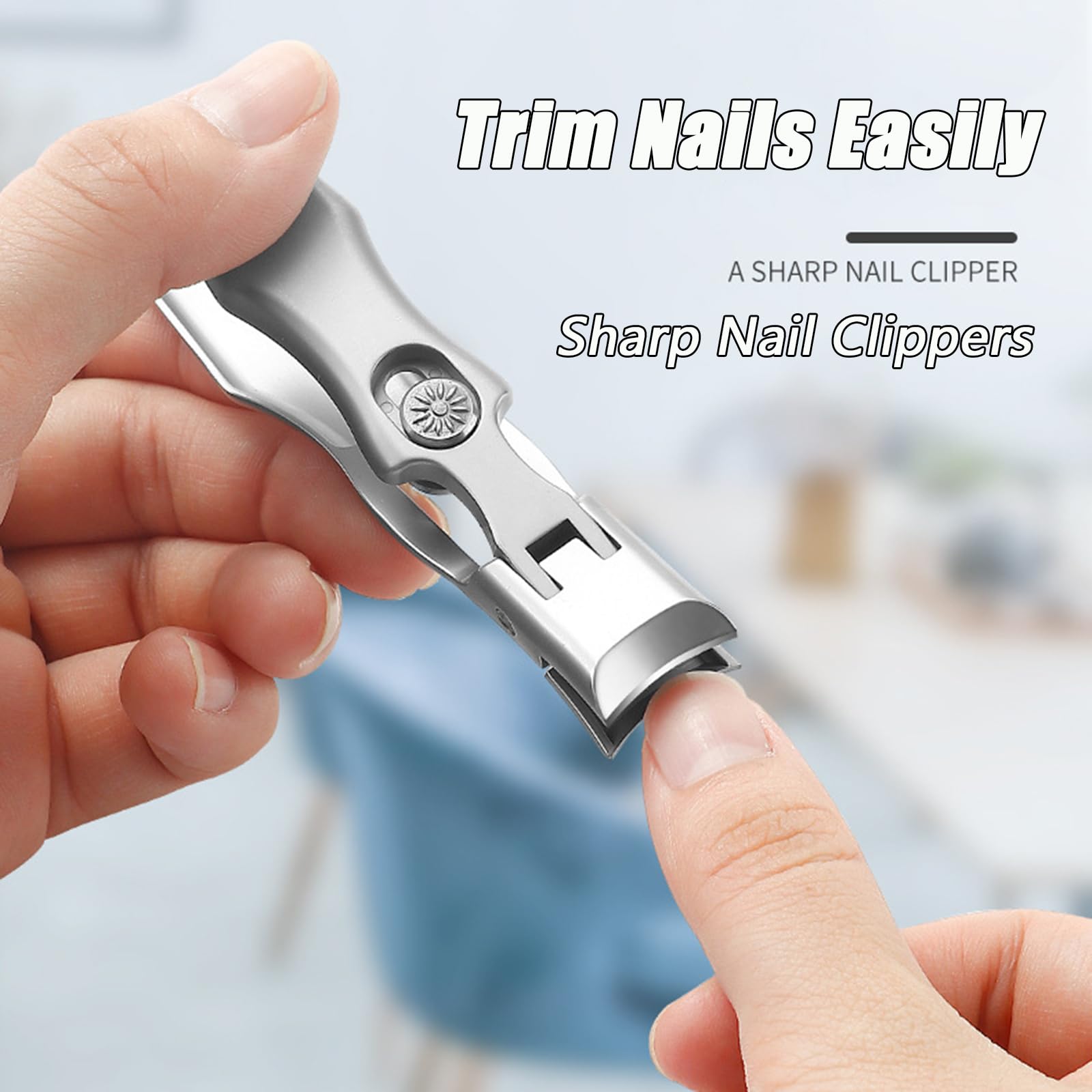 **Ultra Wide Jaw Opening Nail Clippers for Men & Seniors - German Stainless Steel Telescopic Toenail Clippers, Portable & Ultra Sharp with Anti-Splash Design (Silver A+B) - Perfect for Travel, Home, and Professional Grooming**