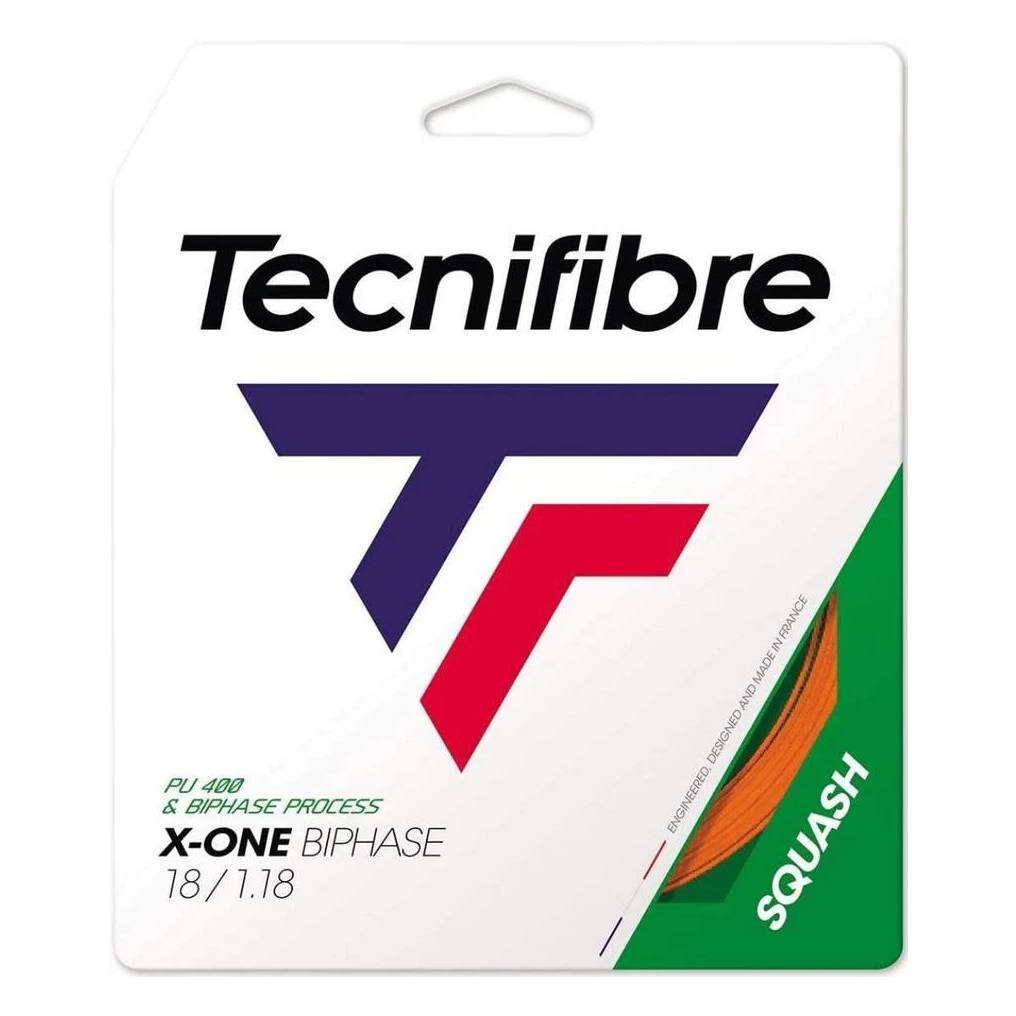 Tecnifibre X-One Biphase 18 Squash String (Orange) - High Performance Squash Racket String for Power & Control - Perfect for Competitive Play & Training Sessions