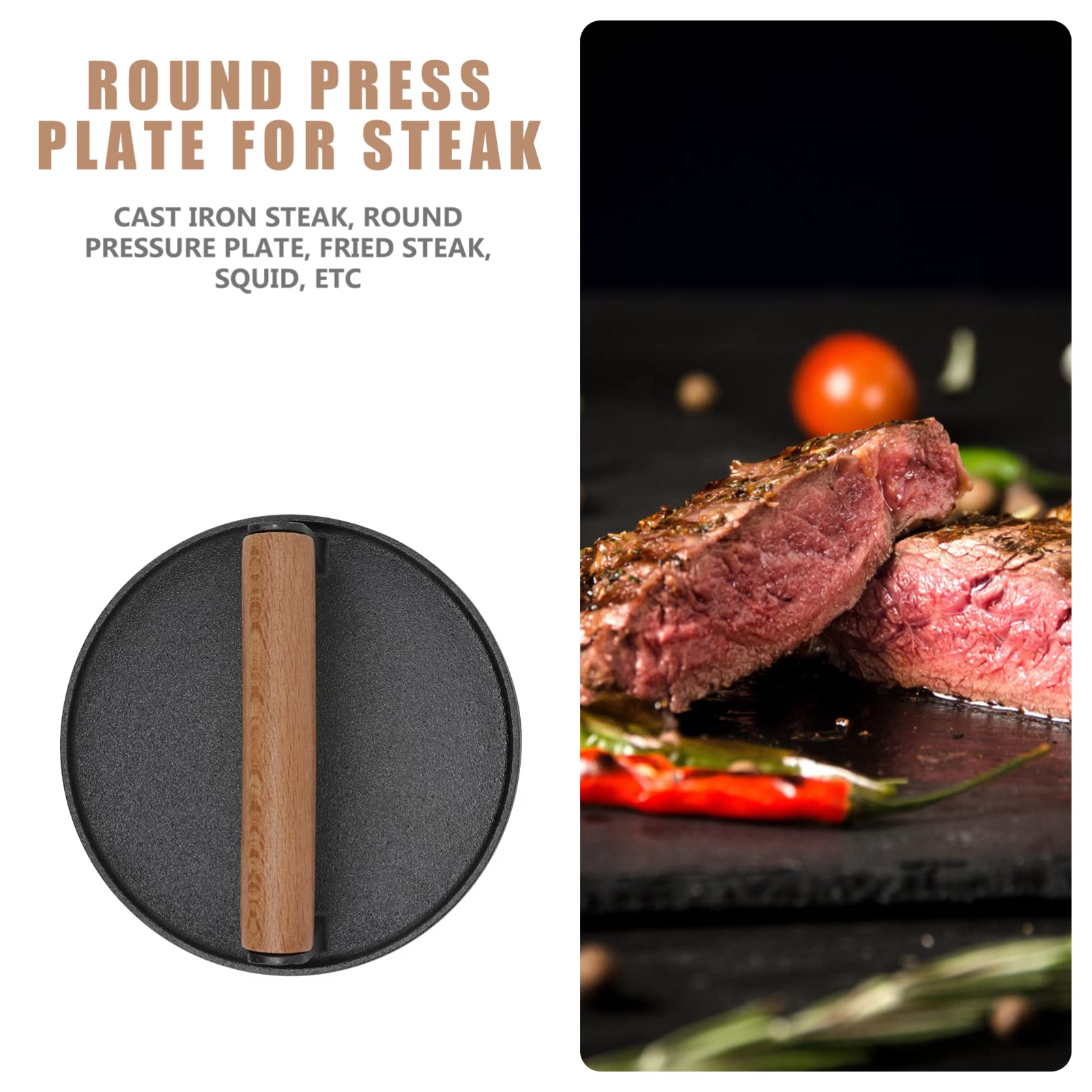 HEMOTON Non-Stick Iron Burger Patty Press - Heavy Duty Burger Maker for Grilling, BBQ & Sliders - Perfect for Homemade Burgers, Sandwiches & Outdoor Cooking