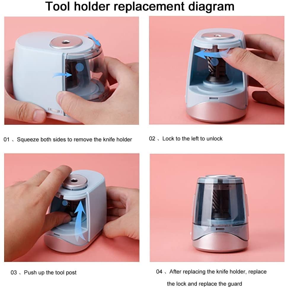 Electric Pencil Sharpener with Auto Stop & 3 Adjustable Gears - Blue | Perfect for School, Office, Home & Art Studio Use | Battery Powered Pencil Sharpener for Kids & Adults