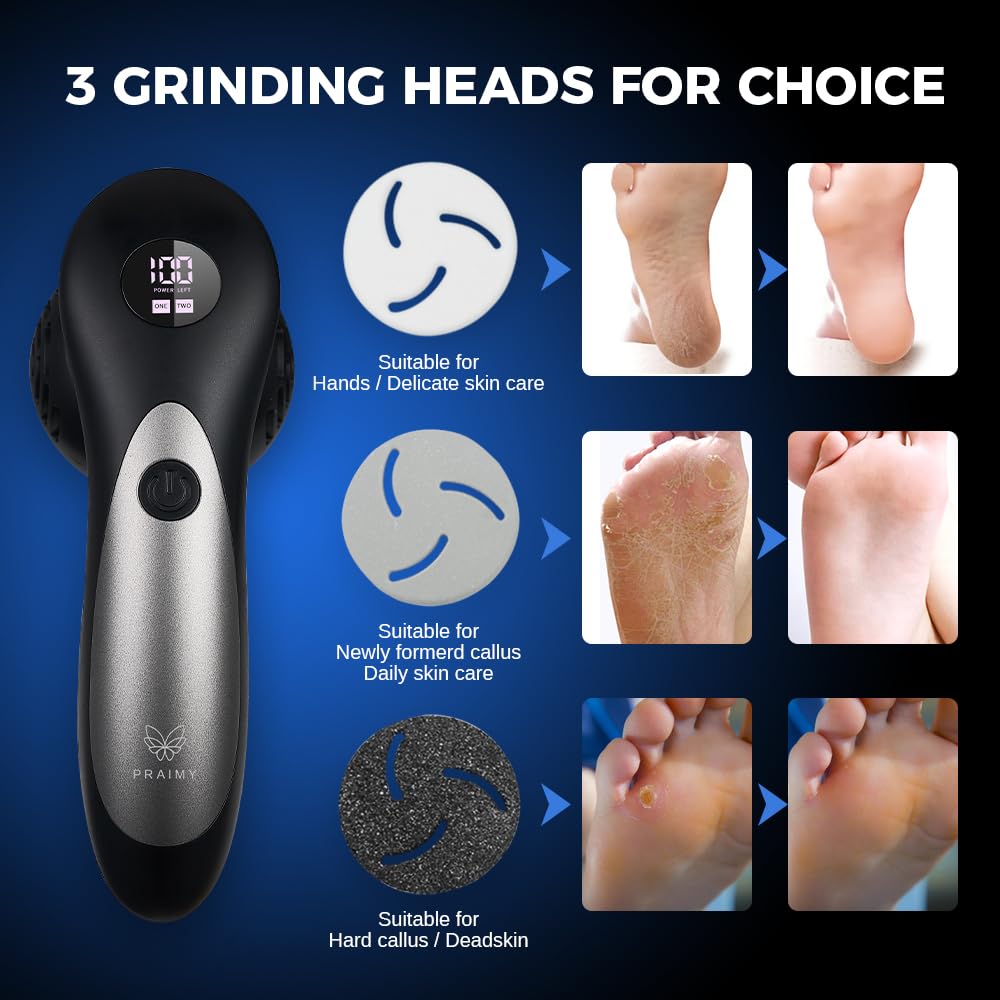 Electric Callus Remover for Feet - Rechargeable Cordless Pedicure Tool with 9 Attachments, IPX7 Waterproof, LCD Display | Dead Skin Remover, Foot File & Grinder for Smooth Heels | Perfect for Home Pedicure & Foot Care Routine