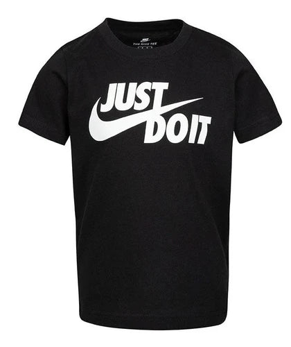 Nike Kids' JDI Swoosh Black T-Shirt - Comfortable Cotton Tee for Boys & Girls - Perfect for School, Sports & Casual Wear