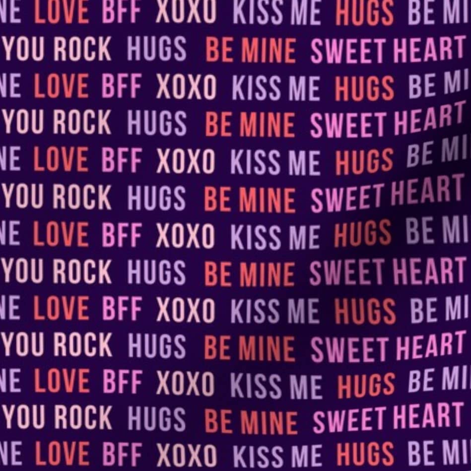 Micro Scale Typography Dark Purple Cute Love Trendy Valentine's Printed Minky Fabric by The Yard - Soft Plush Material for Sewing Baby Blankets, Quilt Backing & DIY Projects - Perfect for Nursery Decor, Gift Making & Home Crafts