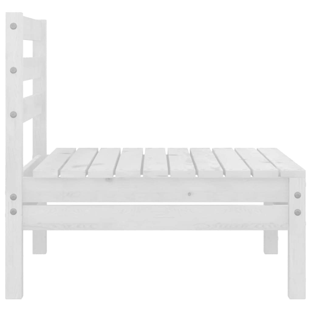 All-Weather White Solid Pinewood Patio Middle Sofa - Outdoor Garden Sofa Set for Deck, Balcony, Lawn & Backyard - Durable Wooden Furniture for Relaxing & Entertaining