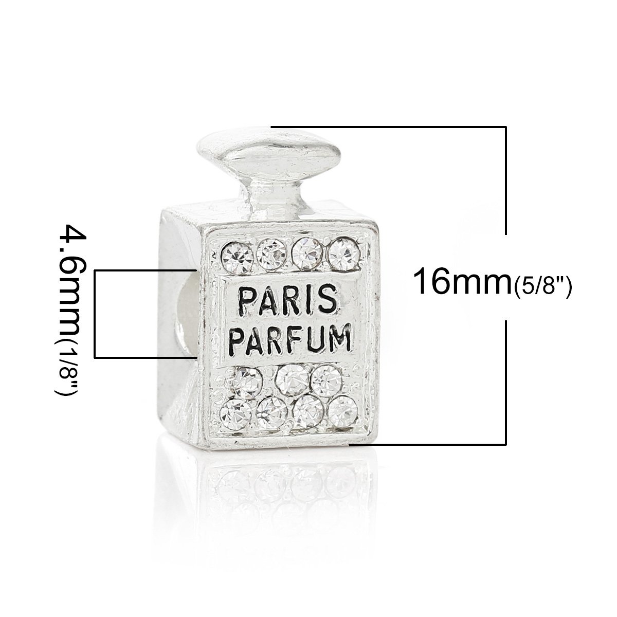 Parisian Elegance Perfume Charm Bead with Clear Rhinestone Spacer for Snake Chain Bracelet - Perfect for Women's Fashion Jewelry & Gift Giving