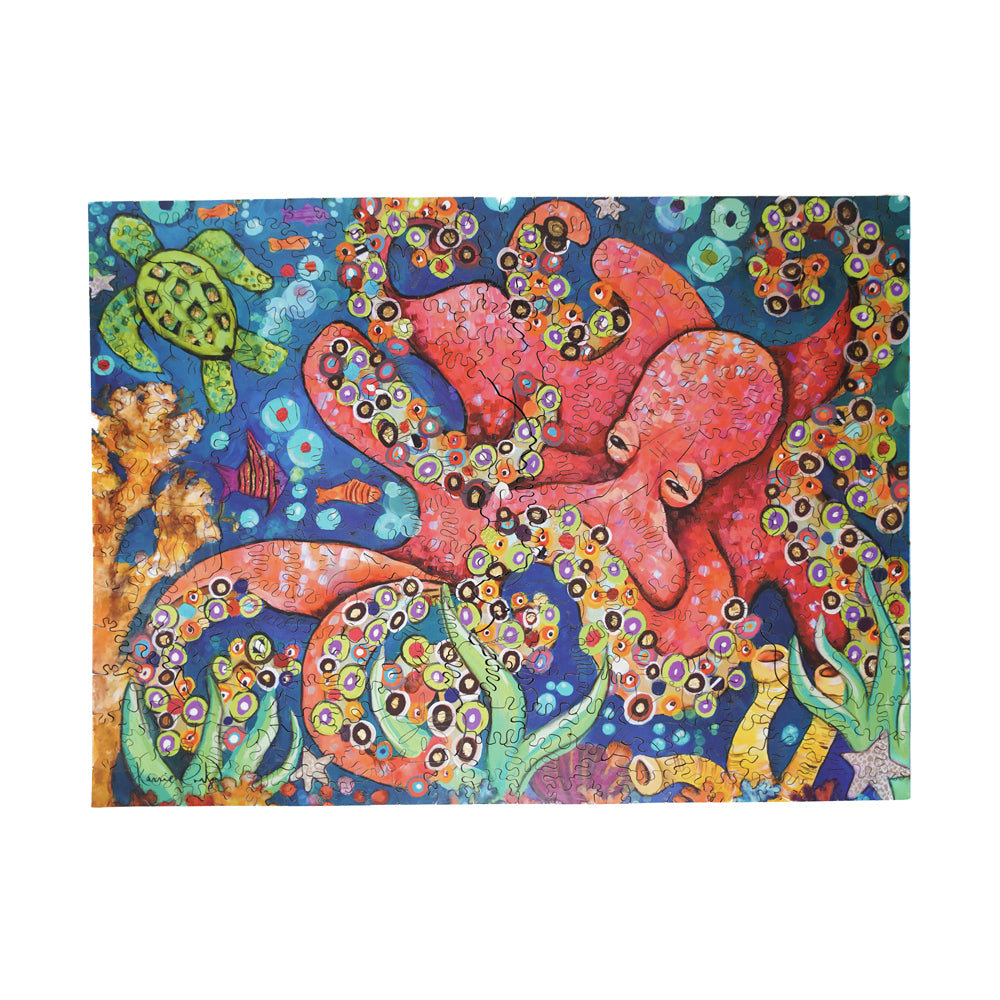AreYouGame Octo Love Wooden Jigsaw Puzzle - 331 Piece Ocean Animal Puzzle for Adults, Family Game Night & Stress Relief - Perfect Gift for Puzzle Lovers