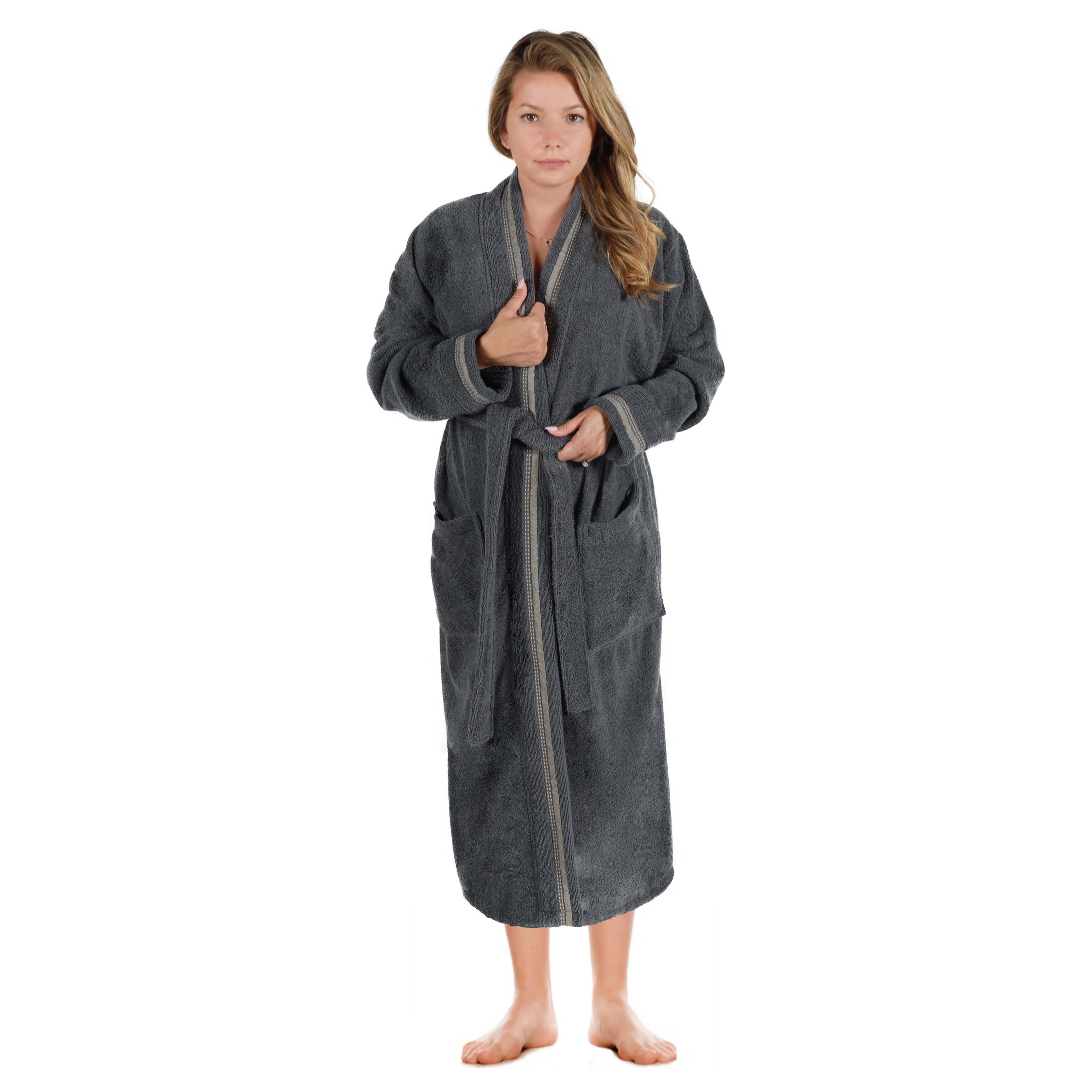 Unisex Cotton Terry Kimono Bathrobe with Embroidery - Soft & Absorbent Bath Robe for Spa, Hotel, Home Relaxation & Gift Giving